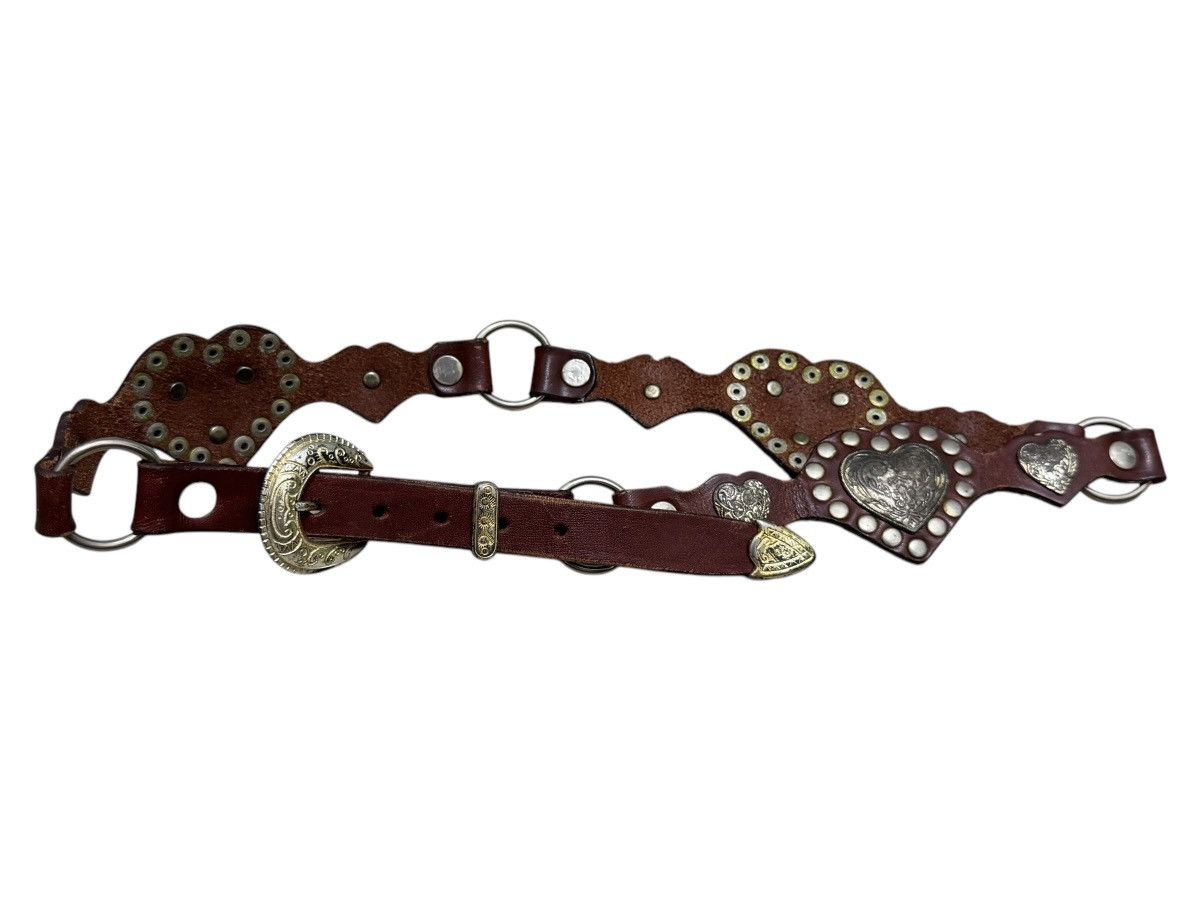 Native × Vintage GROMMET WAIST CHAIN HEART SHAPE BELT LEATHER Size 32 - 1 Thumbnail