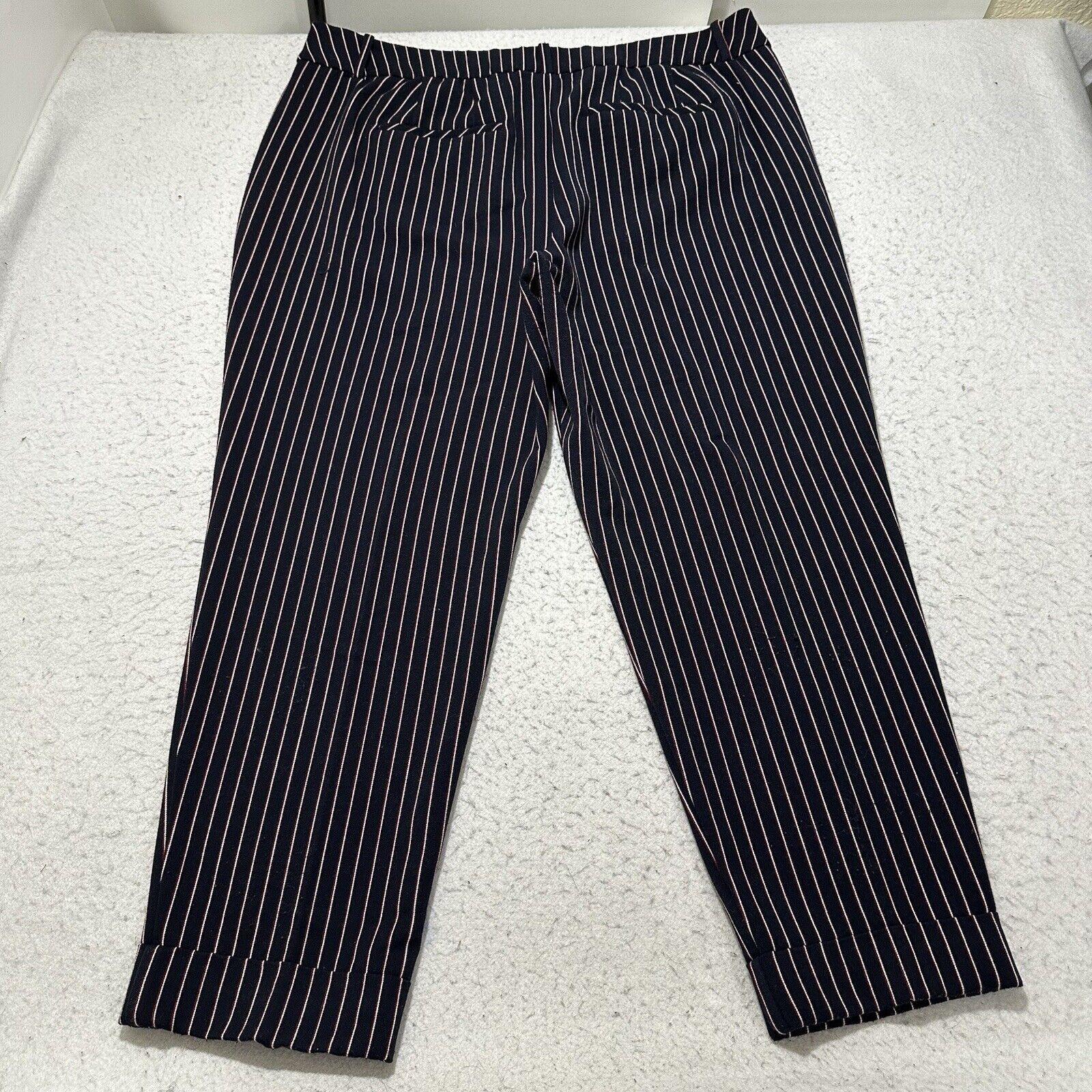 Other Lane Bryant 18 Flat Front Soft Knit Pants Navy Blue Striped Size 40" / US 18 - 6 Thumbnail
