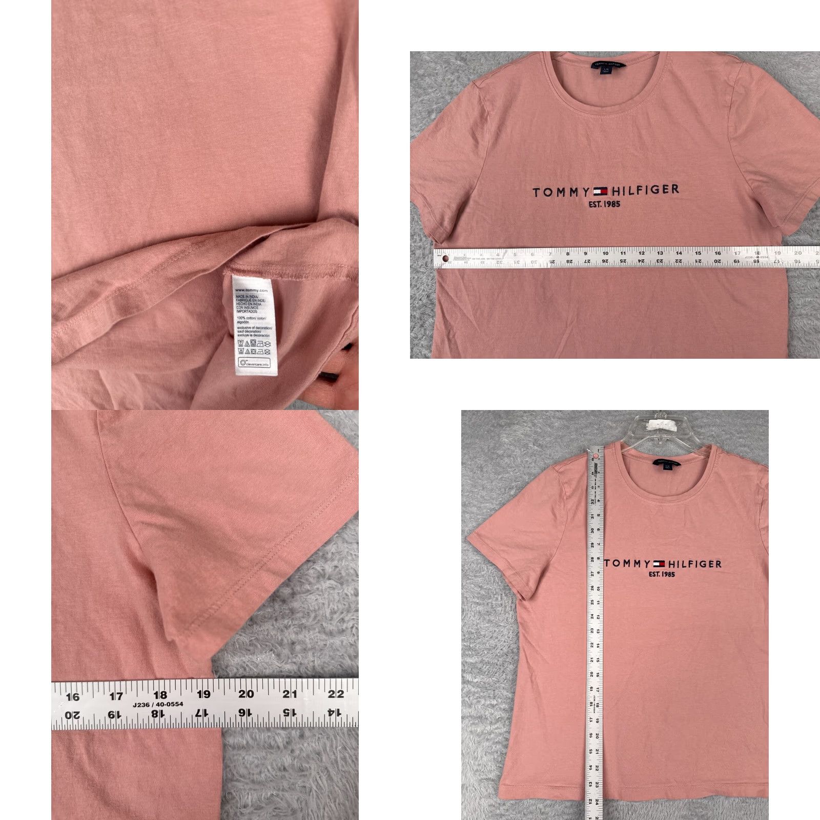 Tommy Hilfiger VINTAGE Tommy Hilfiger Shirt Womens L Pink Crew Neck Cotton Jersey Short Sleeve Logo All Seasons 90s Womens Size L / US 10 / IT 46 - 8 Thumbnail