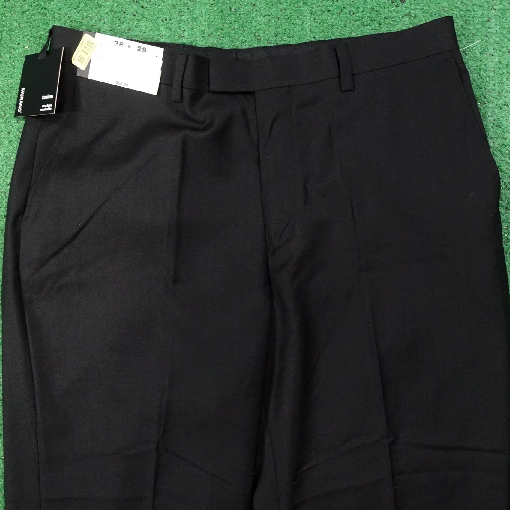 Murano Murano Pants Mens 36x29 Black Torino Dress Pants Flat Front Size US 36 / EU 52 - 2 Thumbnail