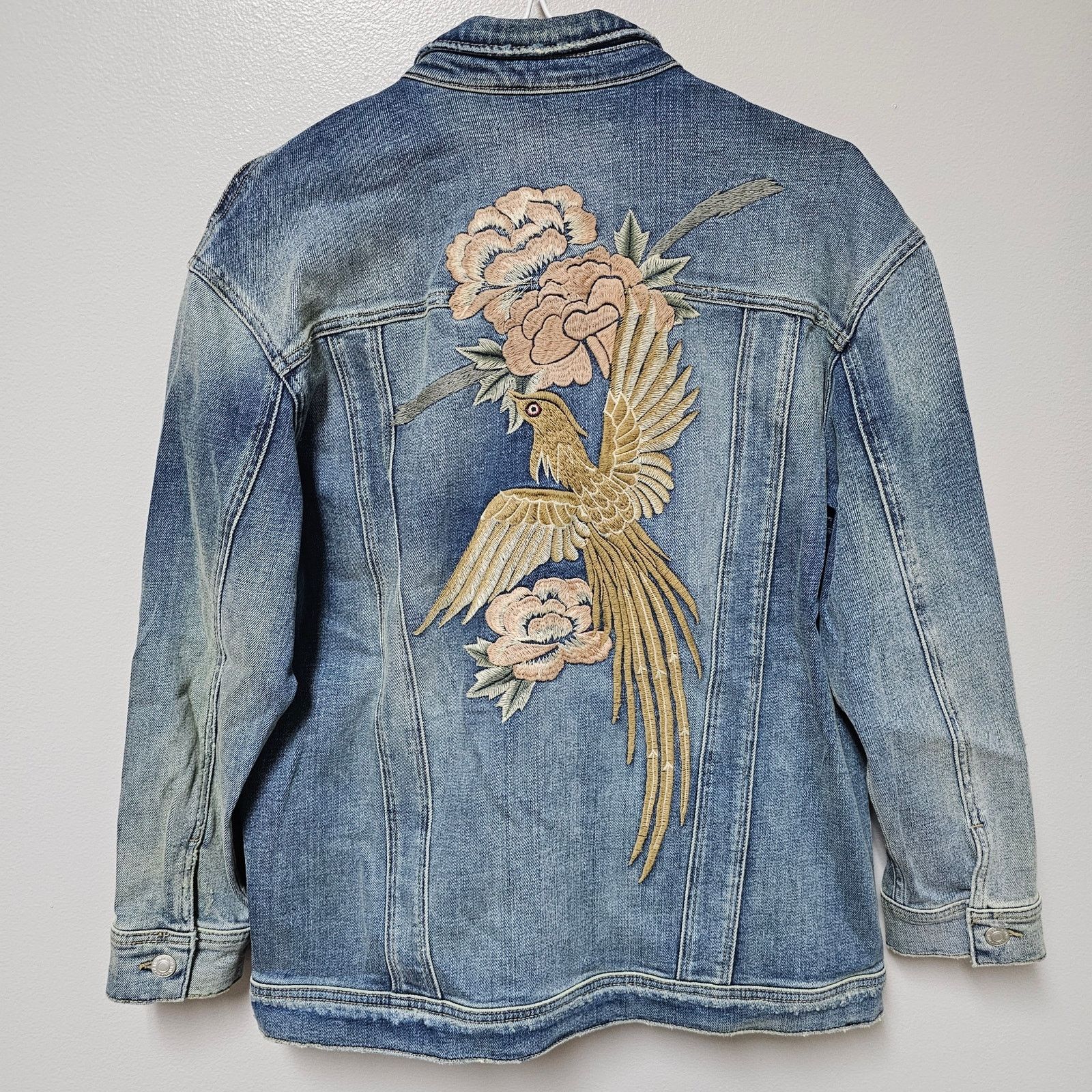 Mavi NWT MAVI Gold Denim Jacket "ROSE" Embroidery on Back Size S Size S / US 4 / IT 40 - 2 Thumbnail
