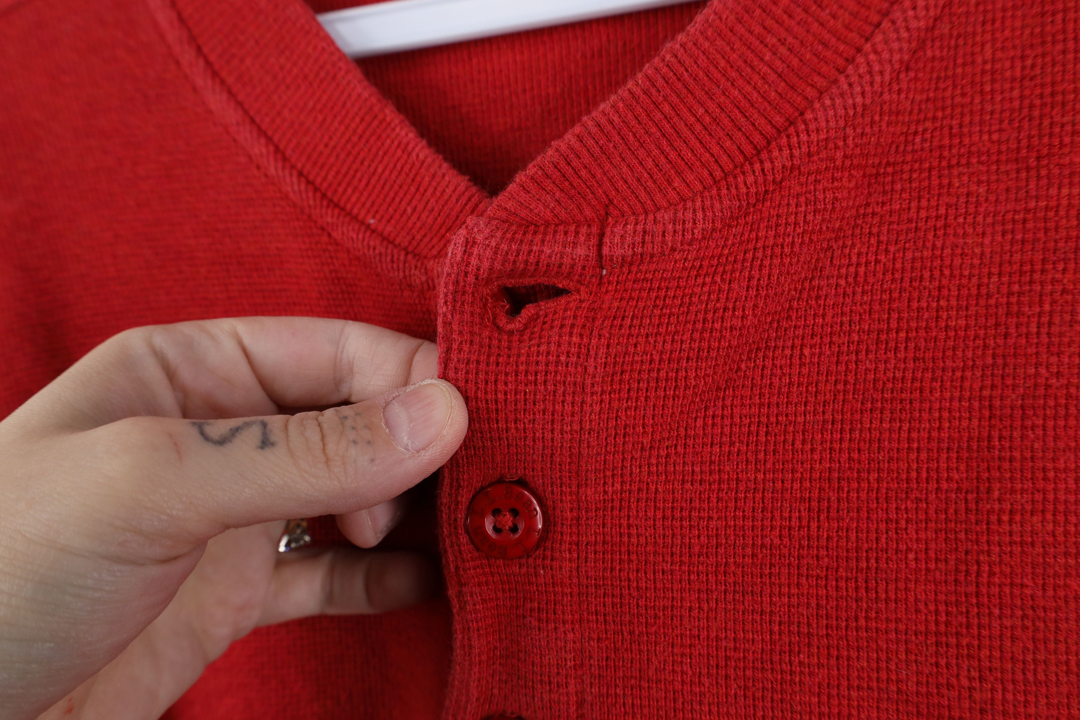 L.L. Bean Vintage LL Bean Waffle Knit Long Sleeve Henley T-Shirt Red Size US S / EU 44-46 / 1 - 7 Thumbnail