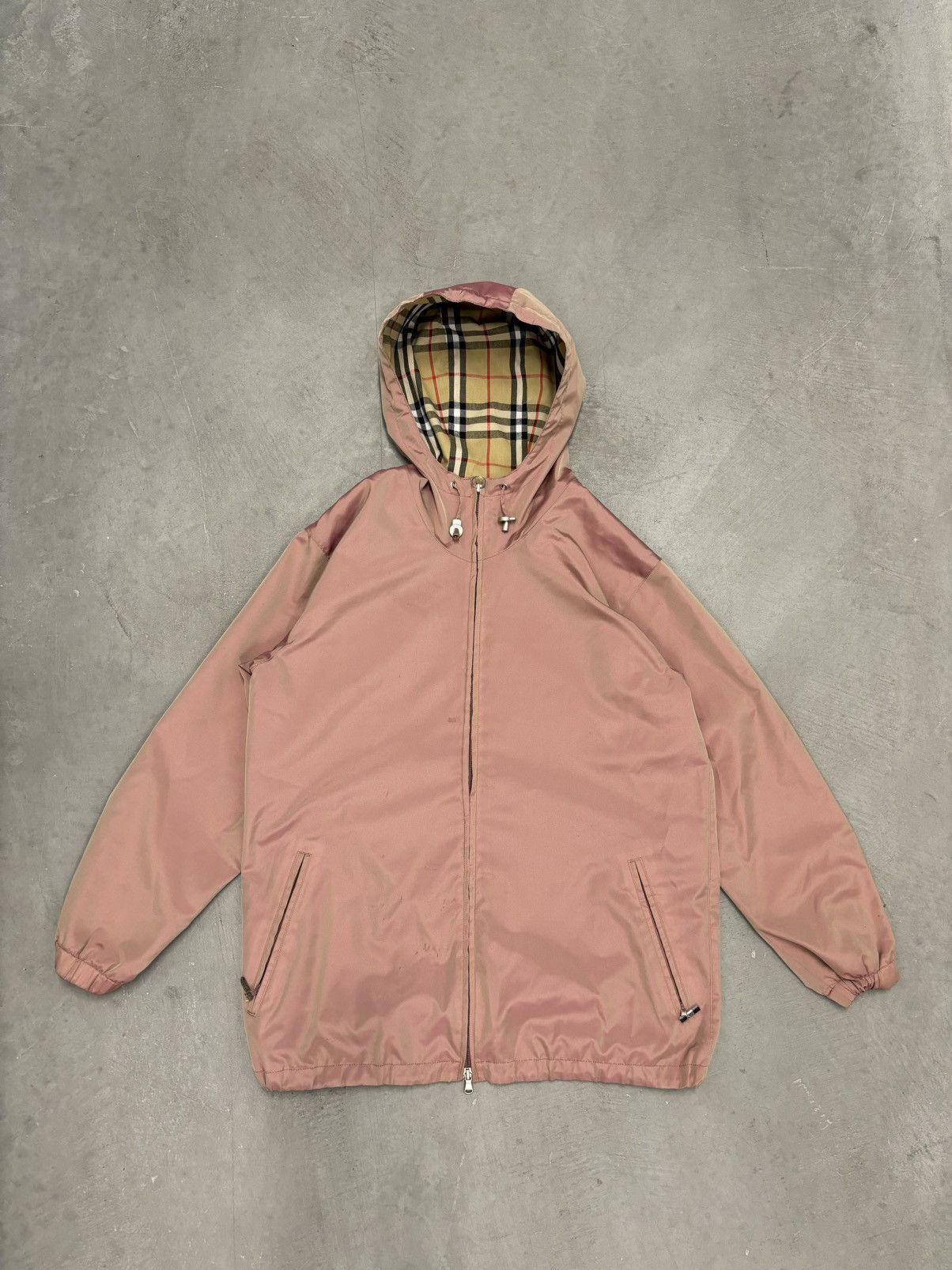 image of Iridescent Burberry Zip Windbreaker Jacket, Men's (Size Small)