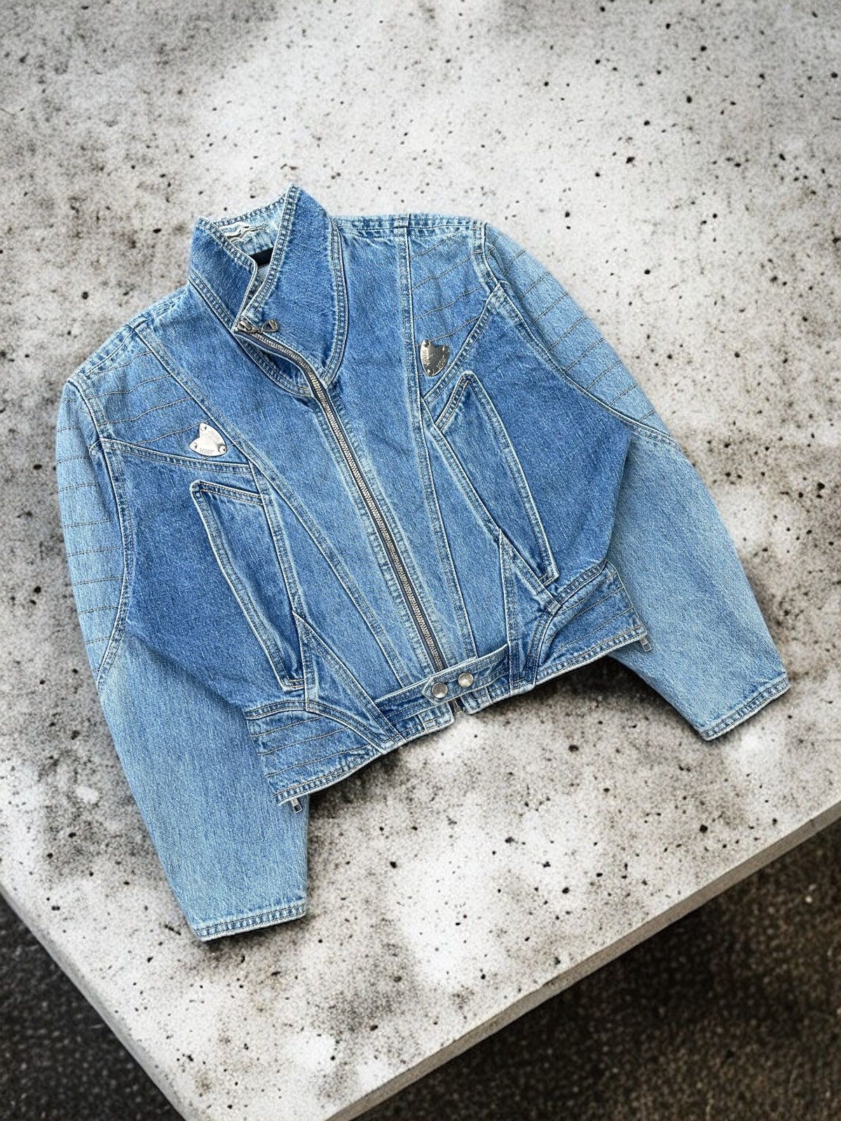 If Six Was Nine 🔥Vintage Scour Racing Crop Denim Jacket Size M / US 6-8 / IT 42-44 - 2 Thumbnail