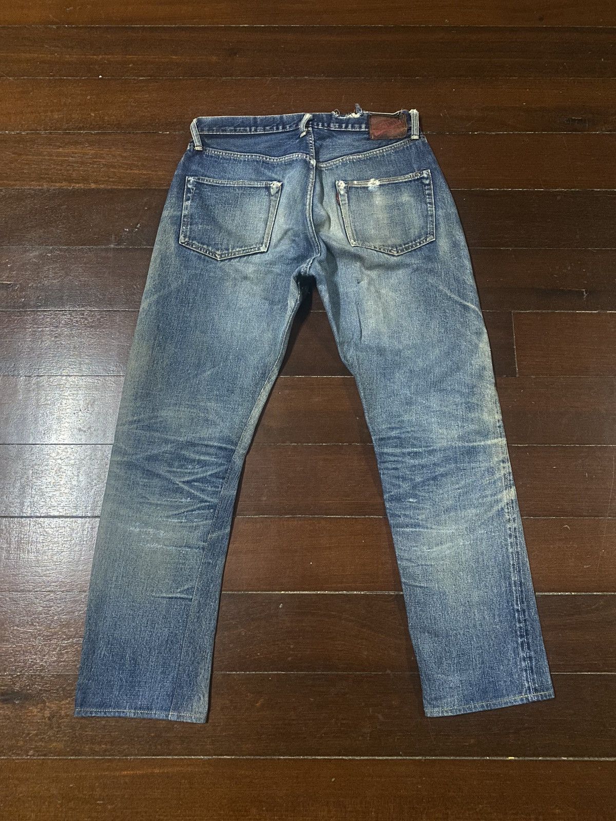Denime Vintage 90s DENIME Japan Selvedge Distressed patch leather Size US 34 / EU 50 - 14 Thumbnail