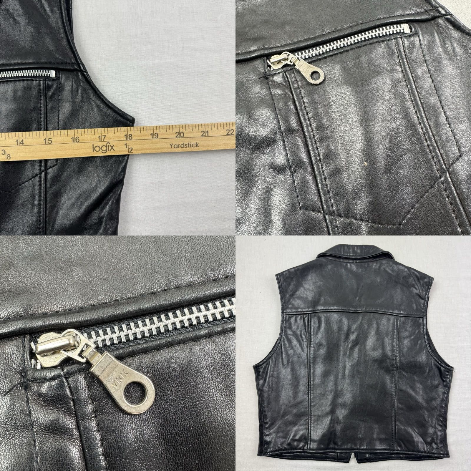 Bebe VINTAGE bebe Leather Vest Womens 10 Black San Francisco 100% Leather 80s Hipster Biker Size L / US 10 / IT 46 - 8 Thumbnail