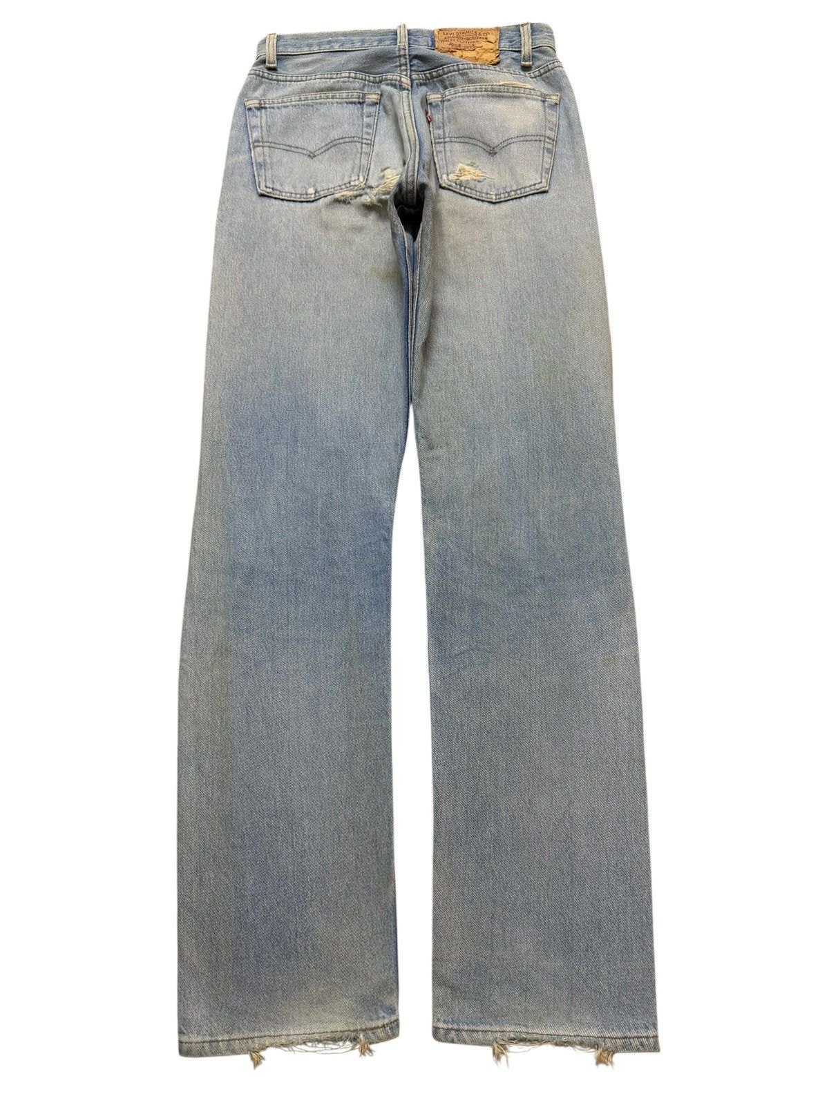Levi's Vintage 80s Usa Levis 501 Blue Mud Wash Ripped Distressed Size 27" / US 4 / IT 40 - 2 Thumbnail