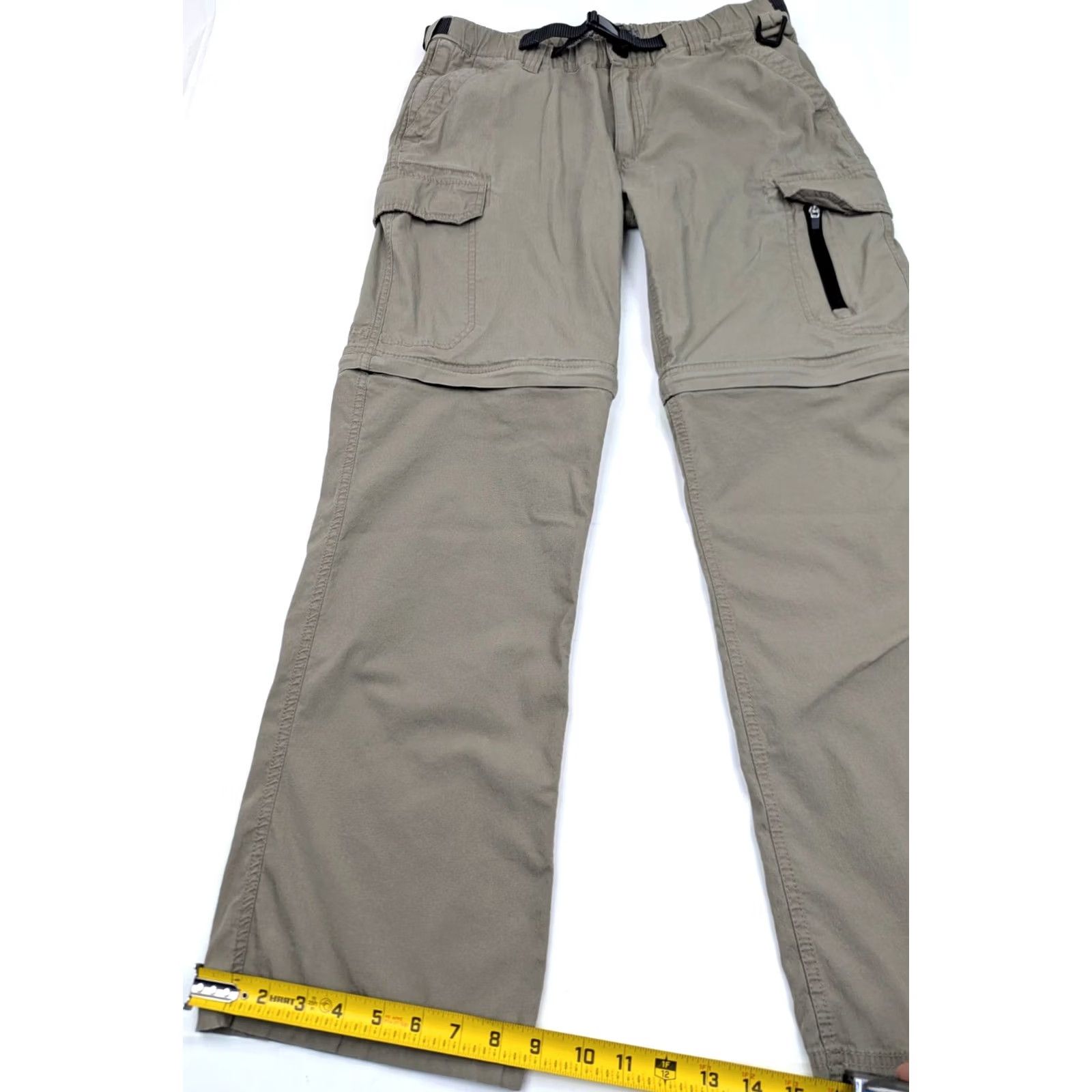Vintage BC Clothing Convertible Cargo Pants / Shorts, Men 32 Beige Canvas Belted 5-Pocket Cargo Convertible Zip-Off Legs Pants Size US 32 / EU 48 - 2 Thumbnail