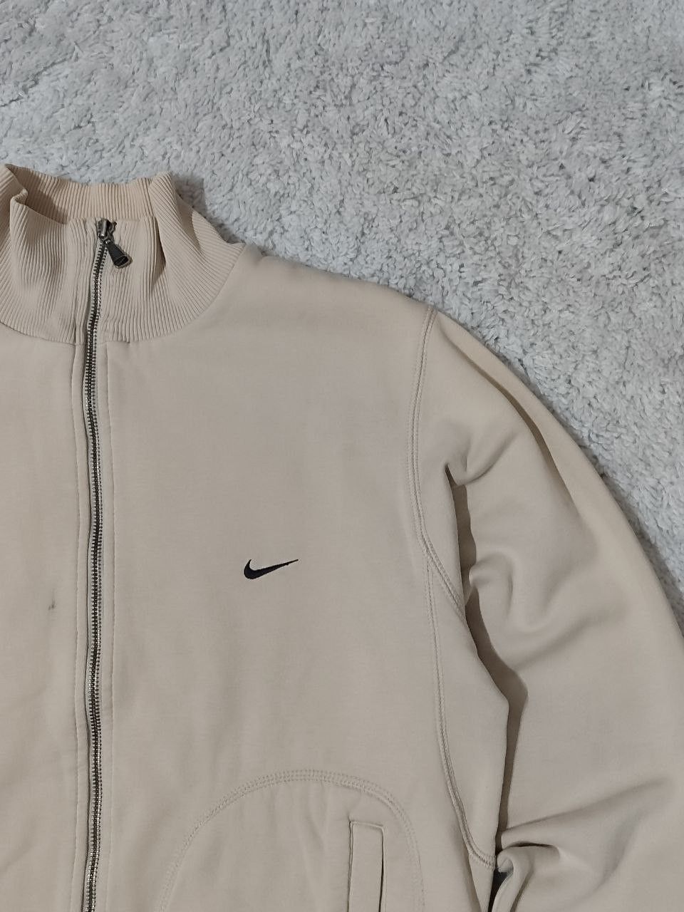 Nike × Vintage 🙉 Vintage Nike Full Zip Sweatshirt Beige 90s Size US S / EU 44-46 / 1 - 2 Thumbnail