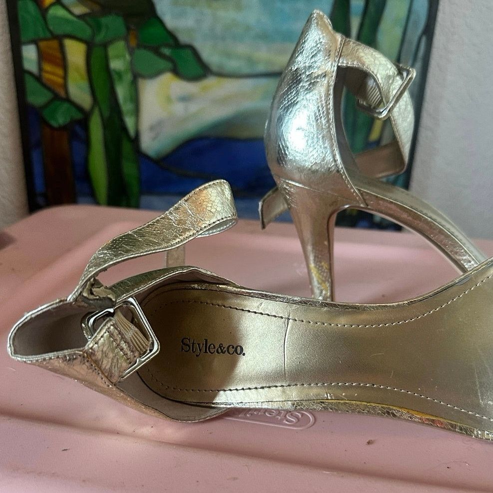 Other style&co gold bedazzled stiletto heels shoes Size US 9.5 / IT 39.5 - 4 Thumbnail