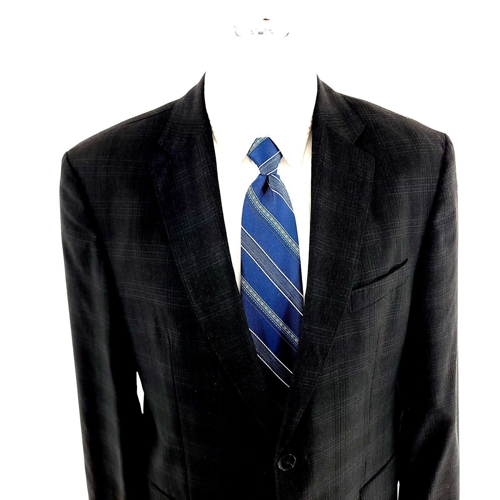 Hugo Boss Hugo Boss Marzotto Super 110s 2 Button Blazer 40S Gray Plaid Size 40S - 1 Thumbnail