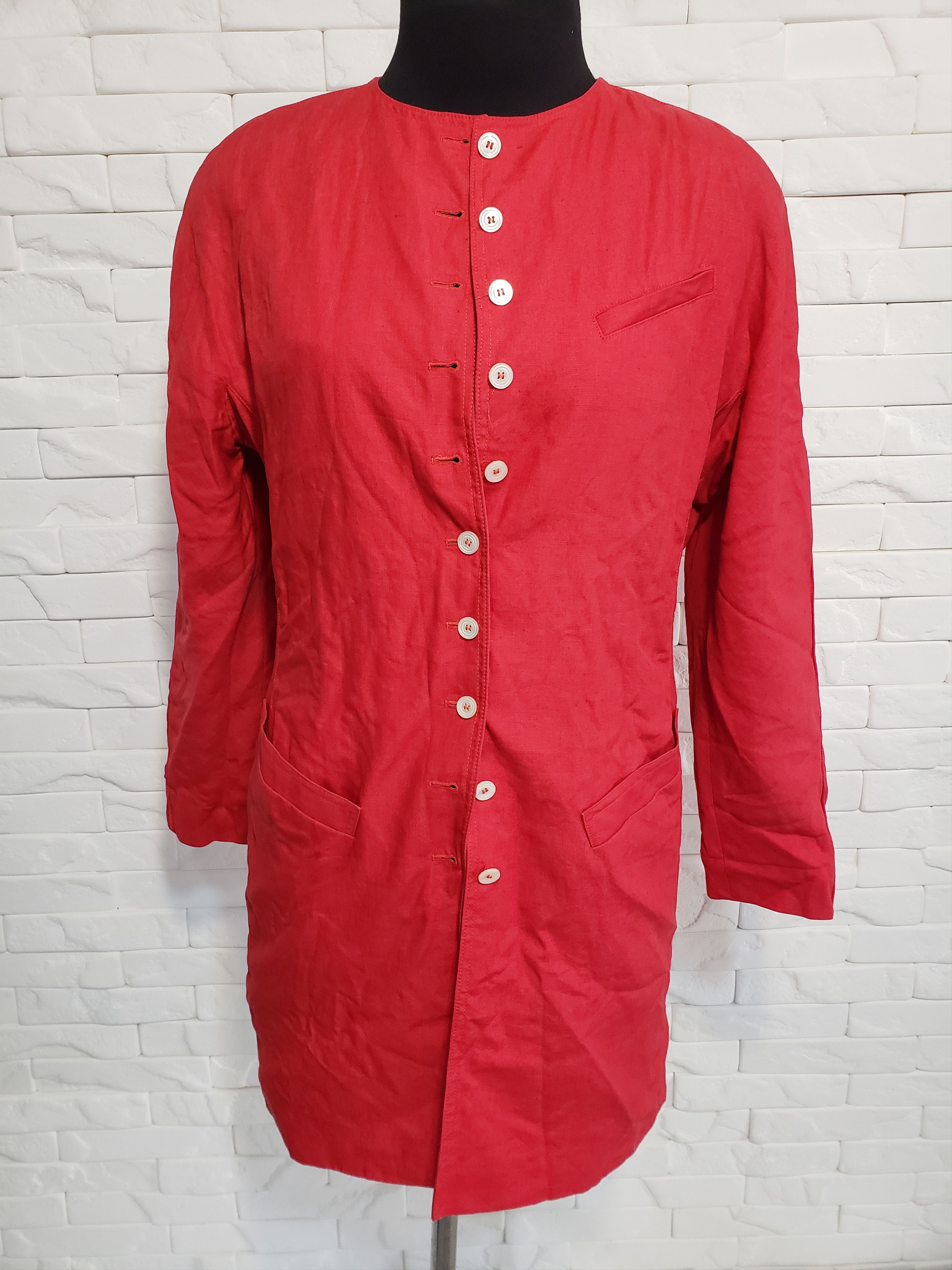 Designer Stylish women's jacket made of linen fabric. Size L / US 10 / IT 46 - 1 Thumbnail