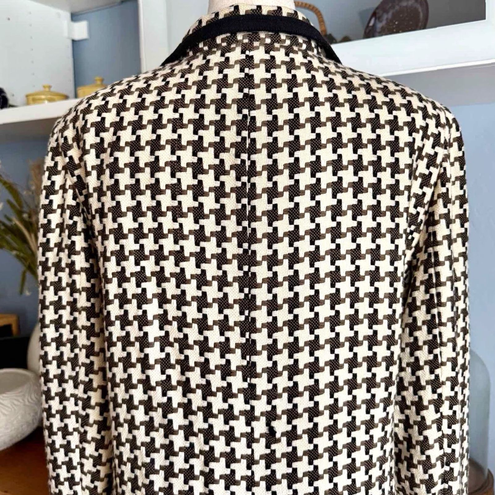 Vintage VINTAGE Nina McLemore Houndstooth Wool Tweed Blazer Jacket Black Brown Ivory 10 Size L / US 10 / IT 46 - 5 Thumbnail