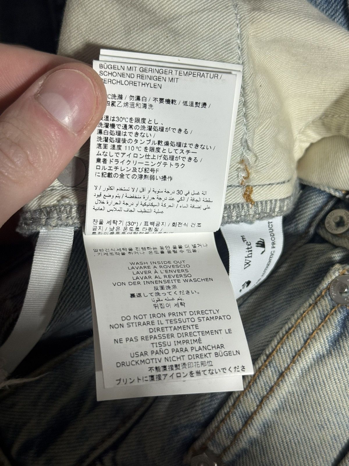 Off-White Off White Diagonal Print Washed Denim Jeans Size US 32 / EU 48 - 9 Thumbnail