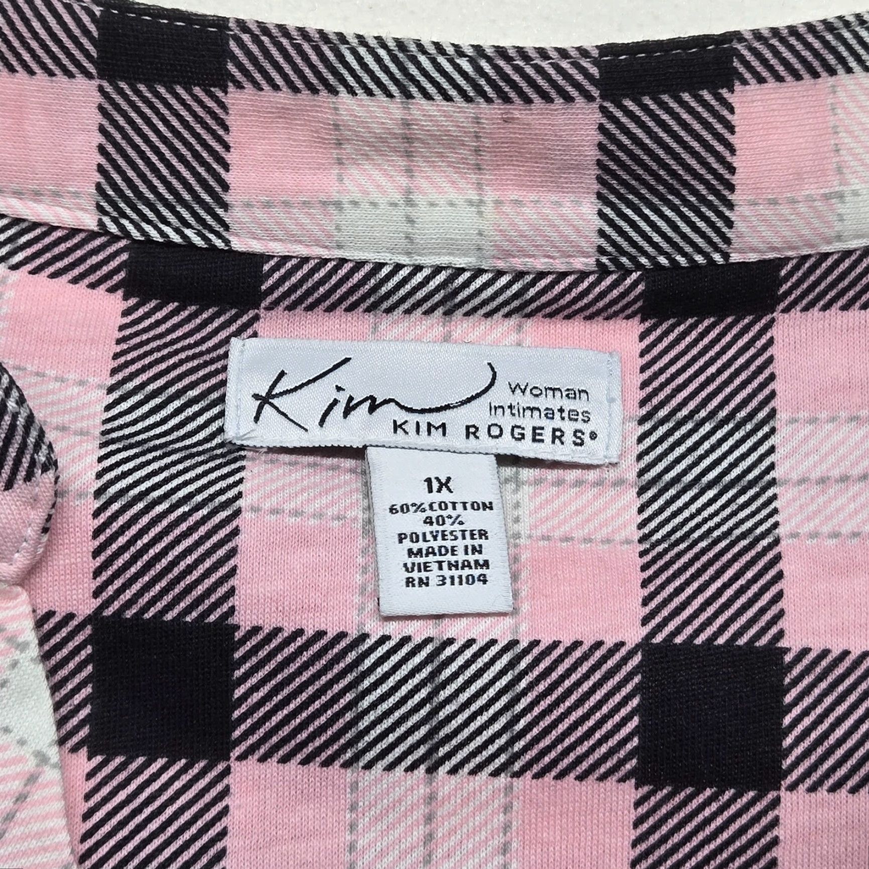 Pinko Kim Rogers Nightgown Pink Plaid Oversized Button Shirt Intimates Sleepwear 1X Shirt Womens Nightgown Pink 1X Size XL / US 12-14 / IT 48-50 - 3 Thumbnail