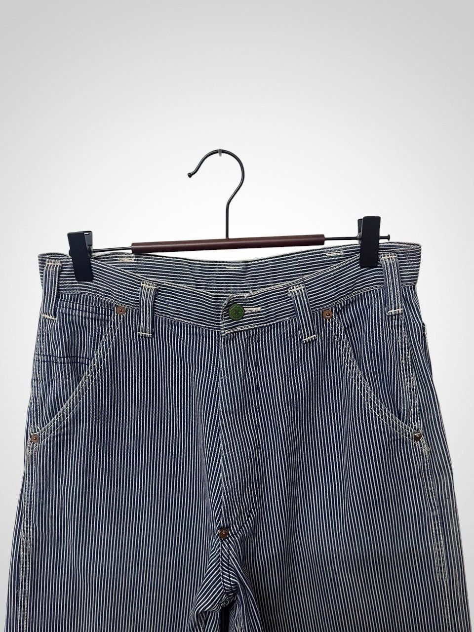 Vintage Oshkosh Hickory Stripe Pant Talon Zipper Archive in Blue, Men's (Size 29) — image 5 of 6