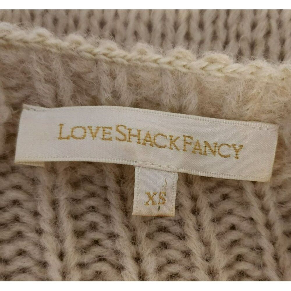 LoveShackFancy LoveShackFancy Alpaca Wool Blend Sweater – XS – Cream – Bat Size XS / US 0-2 / IT 36-38 - 2 Thumbnail