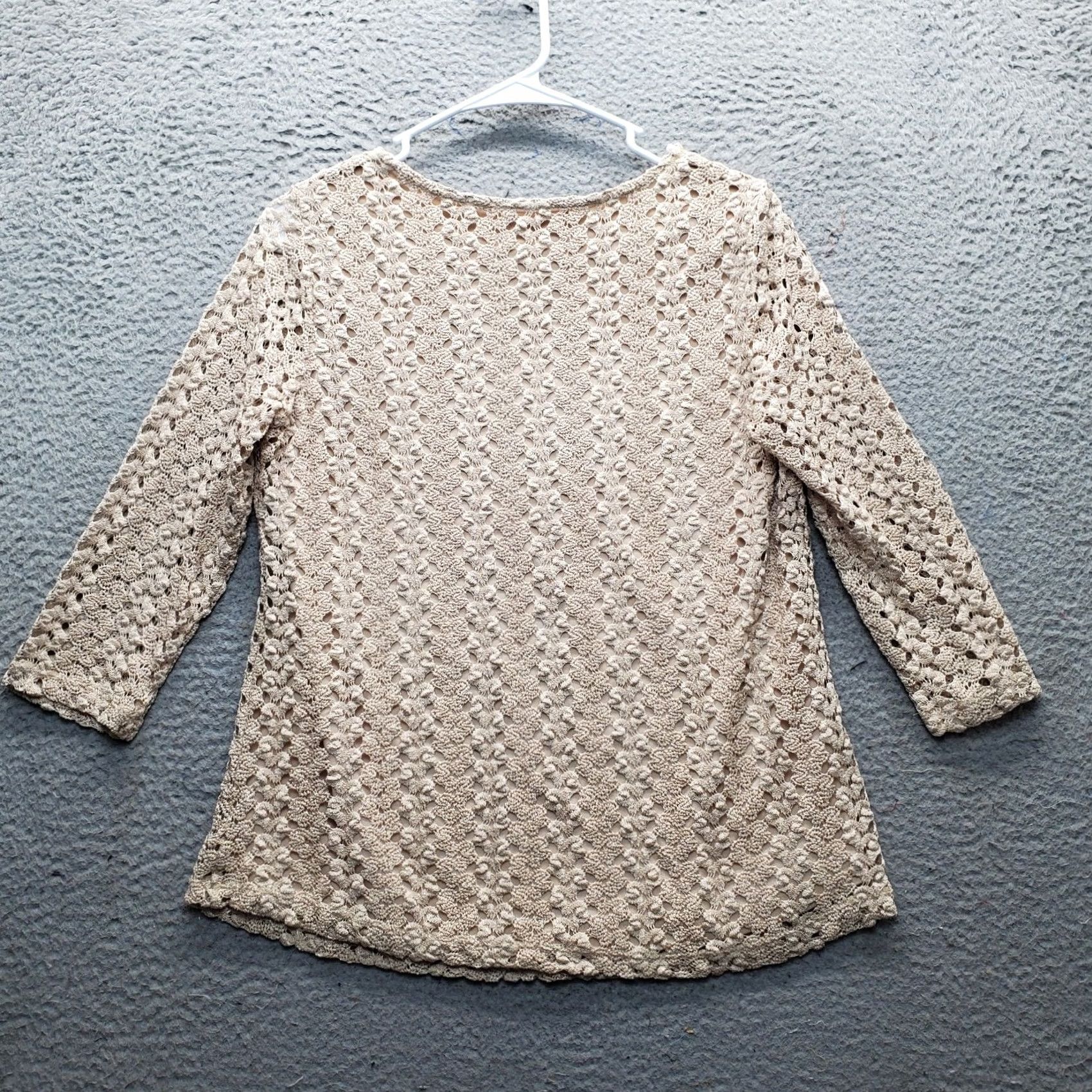 JM Collection JM Collection Blouse Top Womens PM Multi Crochet Lace Lined 3/4 Sleeve V-Neck Size M / US 6-8 / IT 42-44 - 2 Thumbnail