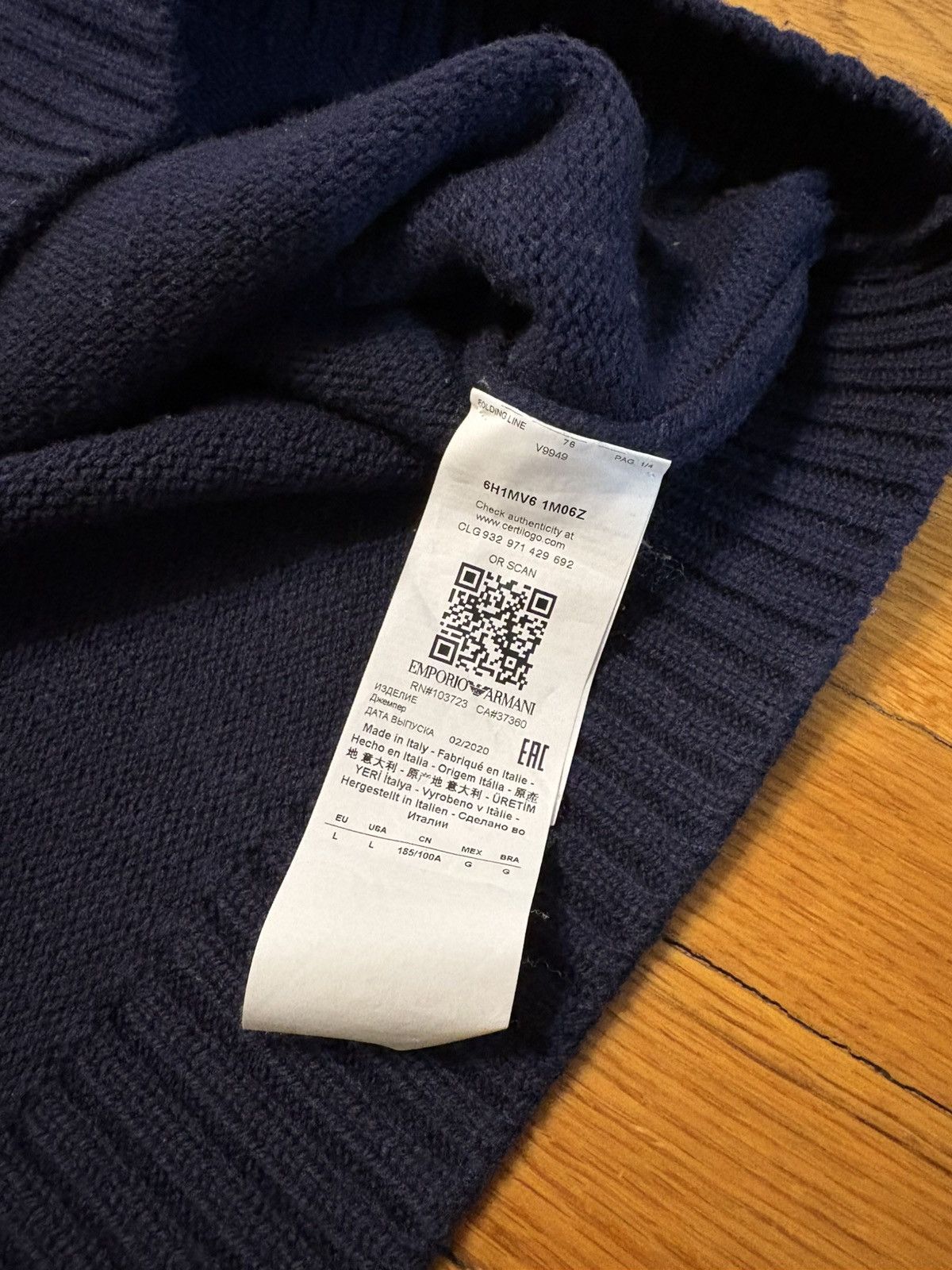 Armani Emporio Armani patterned navy sweater Size US L / EU 52-54 / 3 - 9 Thumbnail