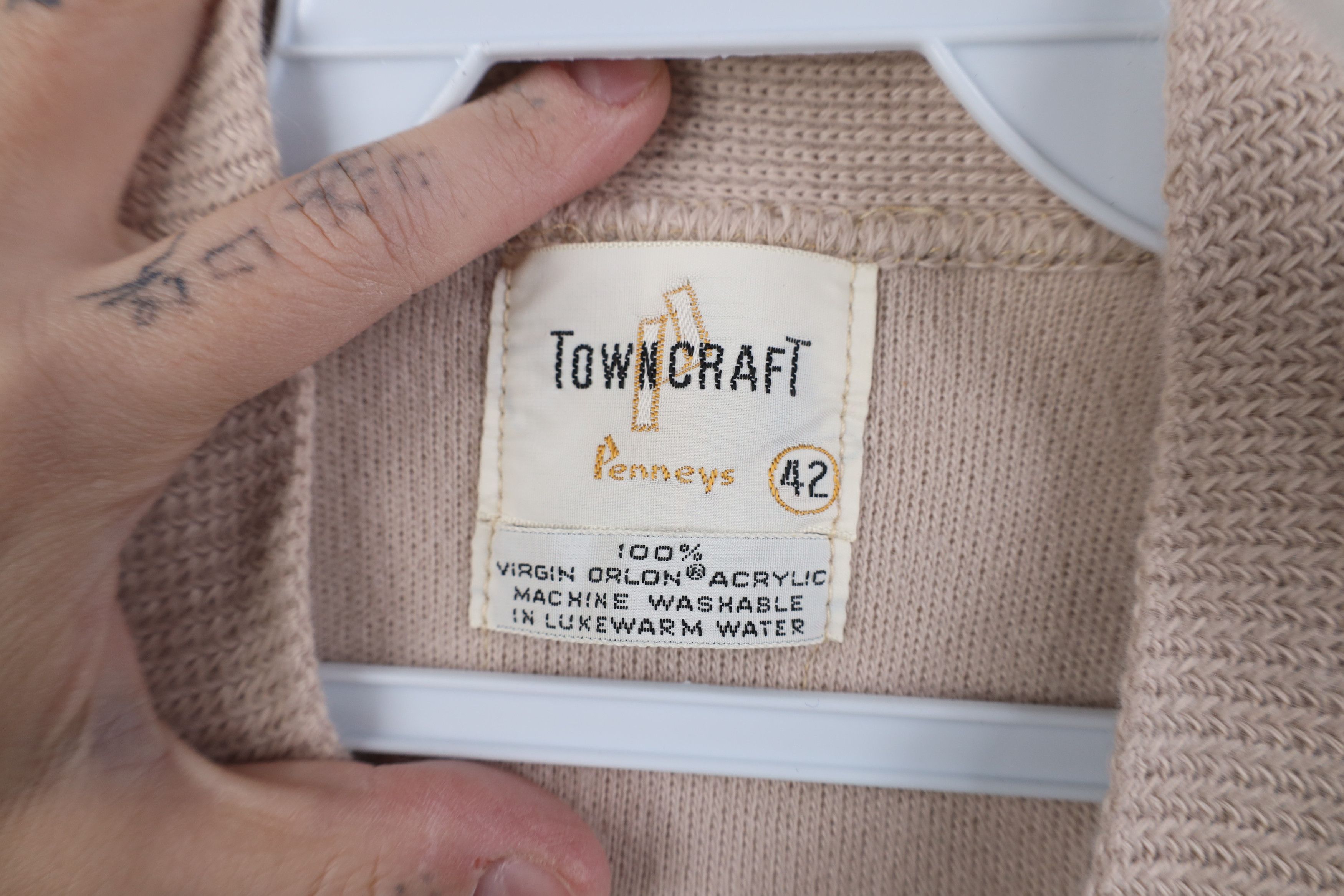 Vintage Vintage 50s Penneys Knit Button Cardigan Sweater Taupe USA Size US XXL / EU 58 / 5 - 8 Thumbnail