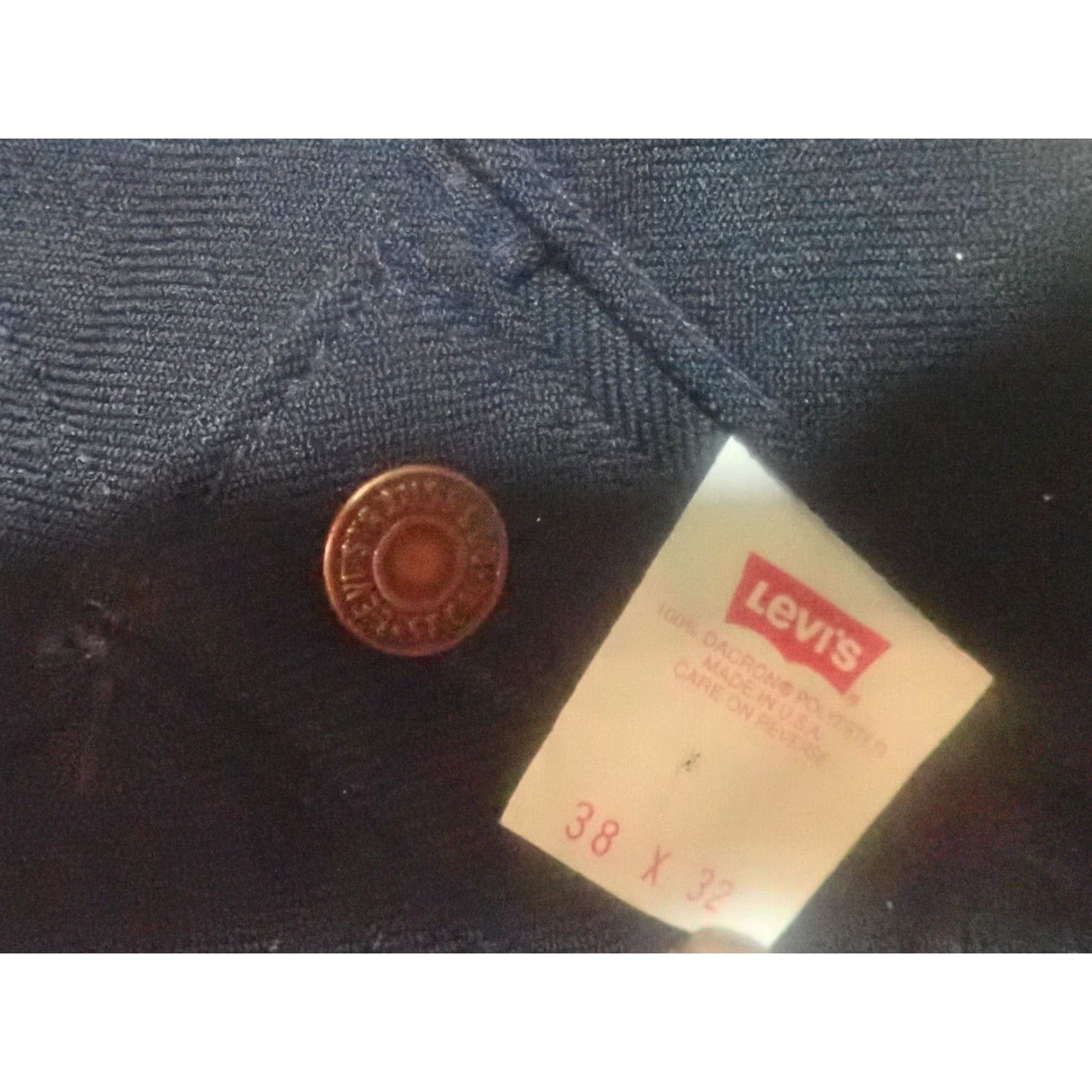 Levi's VINTAGE Levi's 517 Navy Polyester Twill Dress Jeans Pants 38x32 USA Levi's 517 Bootcut Regular Navy Mens 90s Size US 38 / EU 54 - 4 Thumbnail