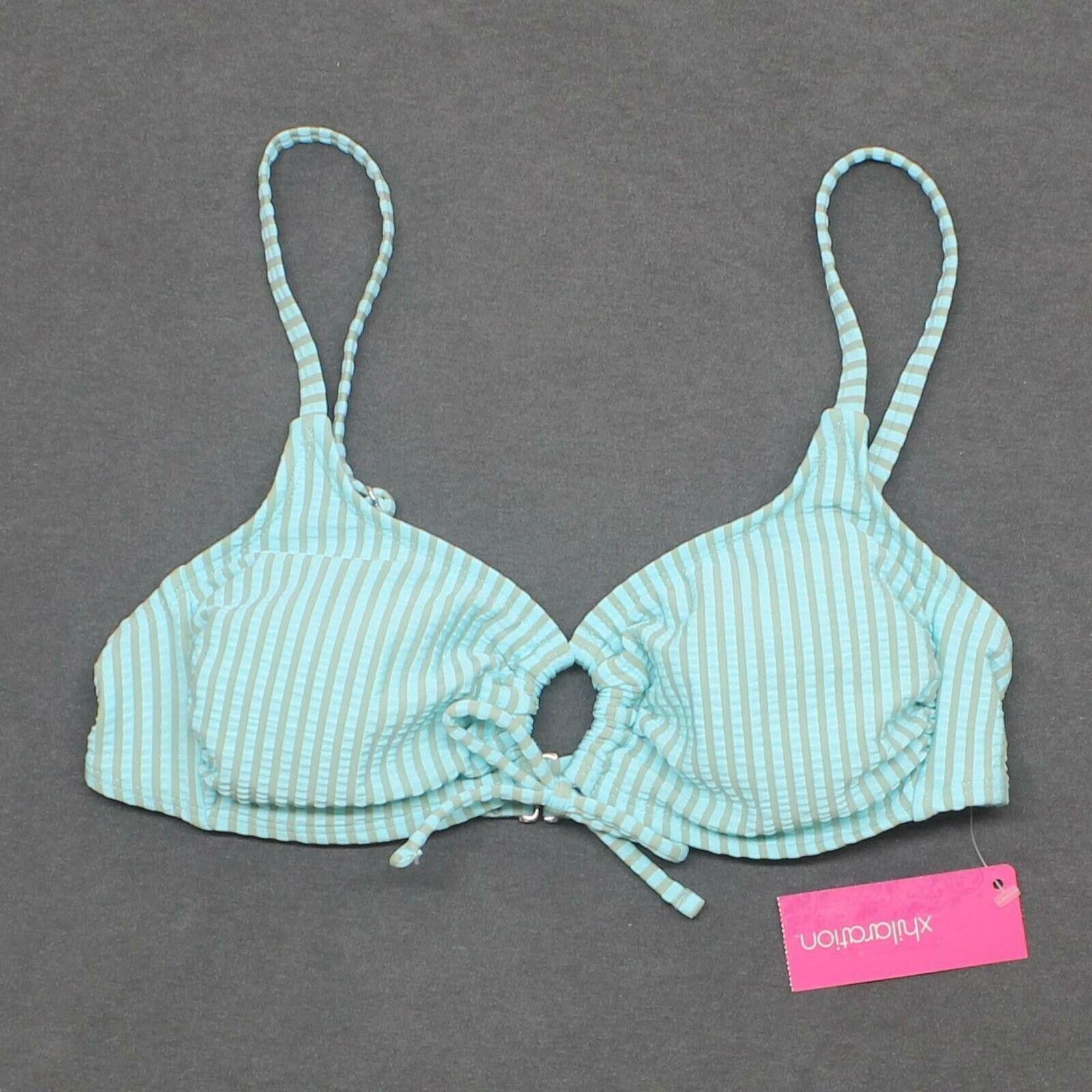 Other Nwt Xhilaration Loop Bralette Bikini Top M Aqua Blue / Gray Size ONE SIZE - 1 Thumbnail