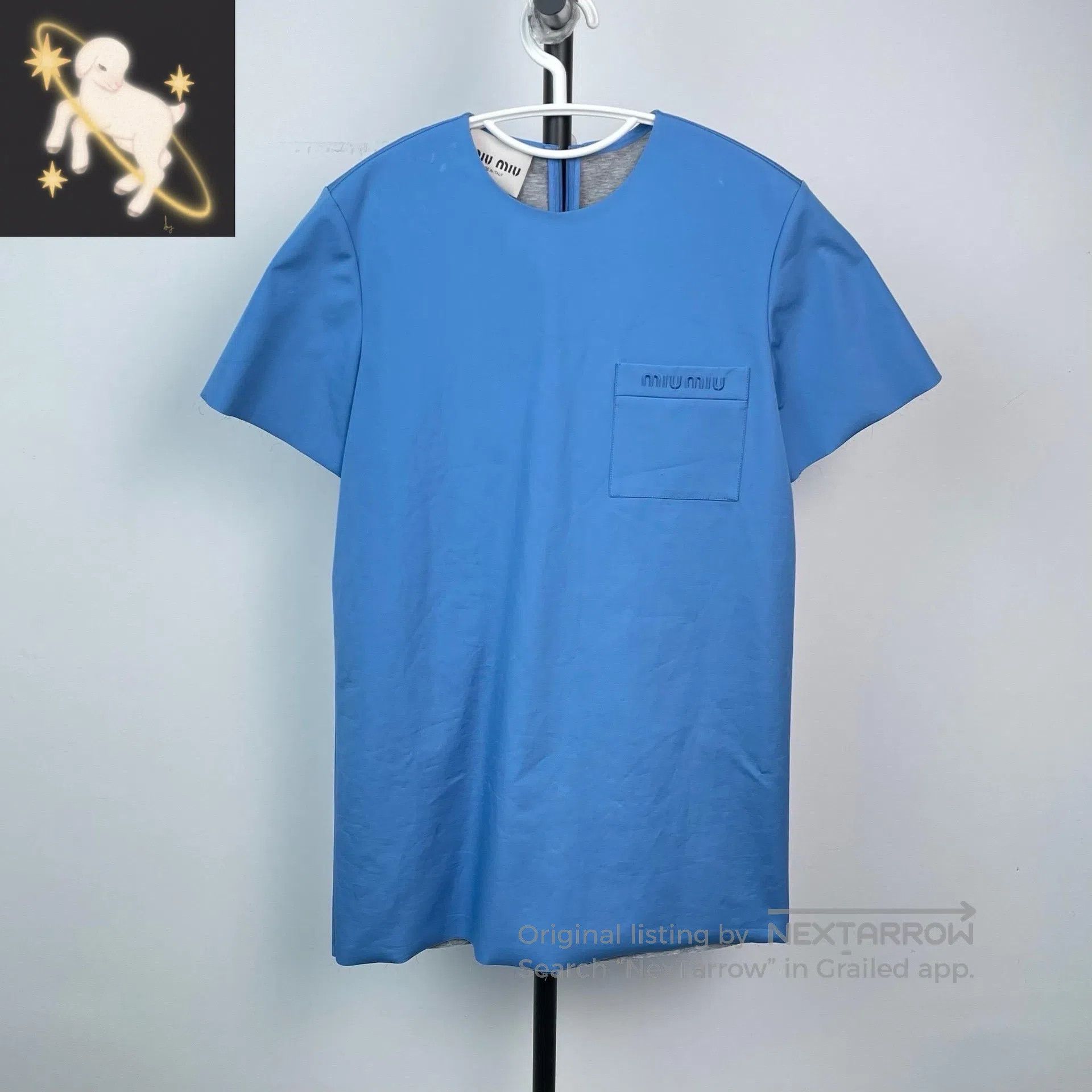 Miu Miu Miu Miu Embroidered Logo Blue Pocket Round Neck Long Dress Size S / US 4 / IT 40 - 1 Thumbnail