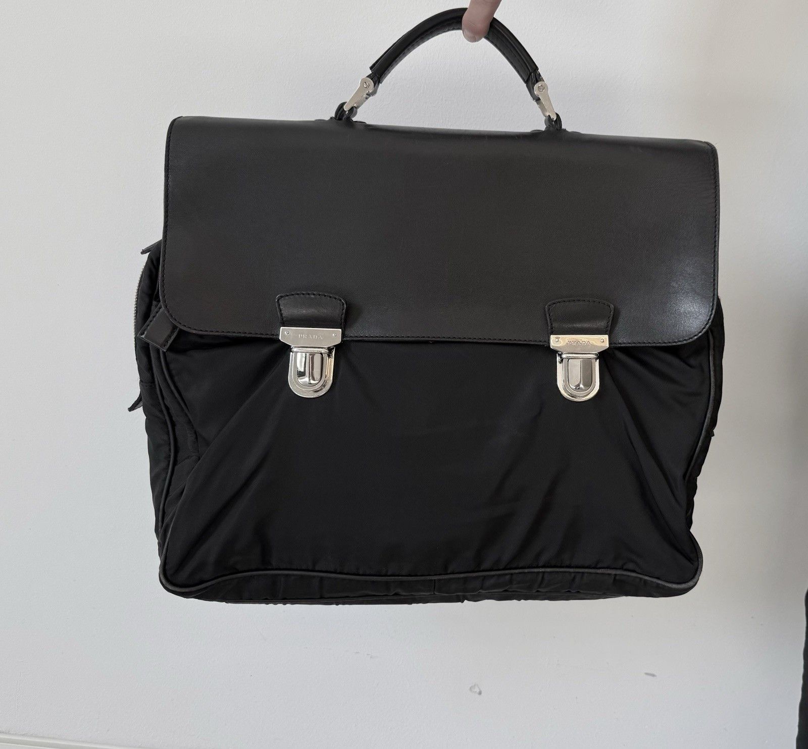 Prada Vintage 1997 Prada Bag Briefcase Mens Handbags Leather Nylon Size ONE SIZE - 2 Thumbnail