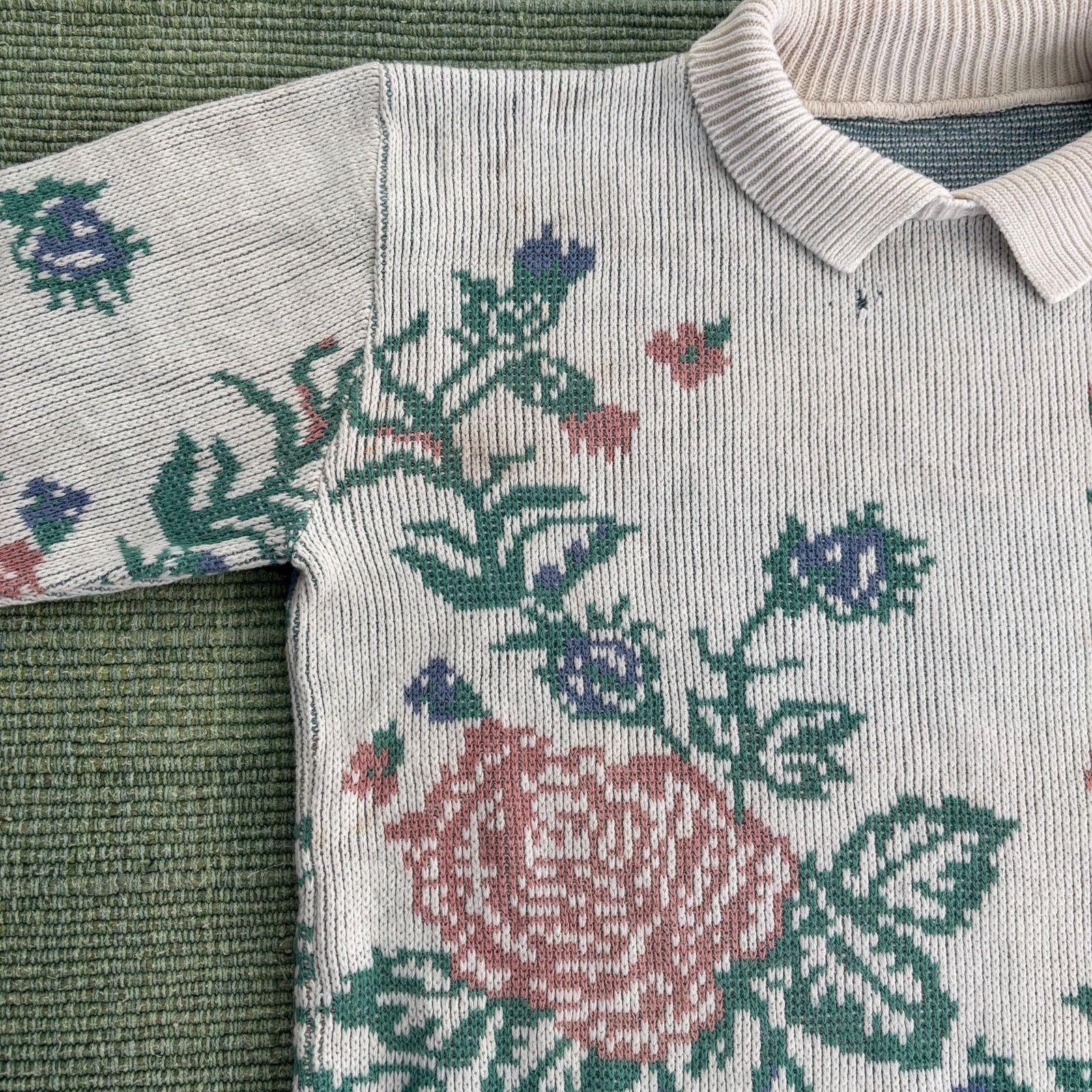 Vintage Vintage rose floral womens collared knit grandma sweater Size M / US 6-8 / IT 42-44 - 4 Thumbnail