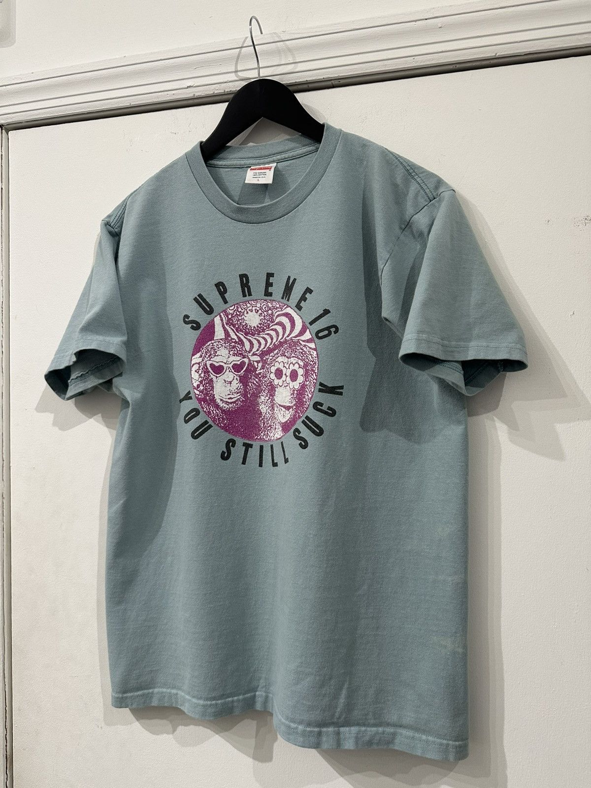 Supreme Supreme “You Still Suck” Monkey T-Shirt Dusty Teal Size L Size US L / EU 52-54 / 3 - 4 Thumbnail
