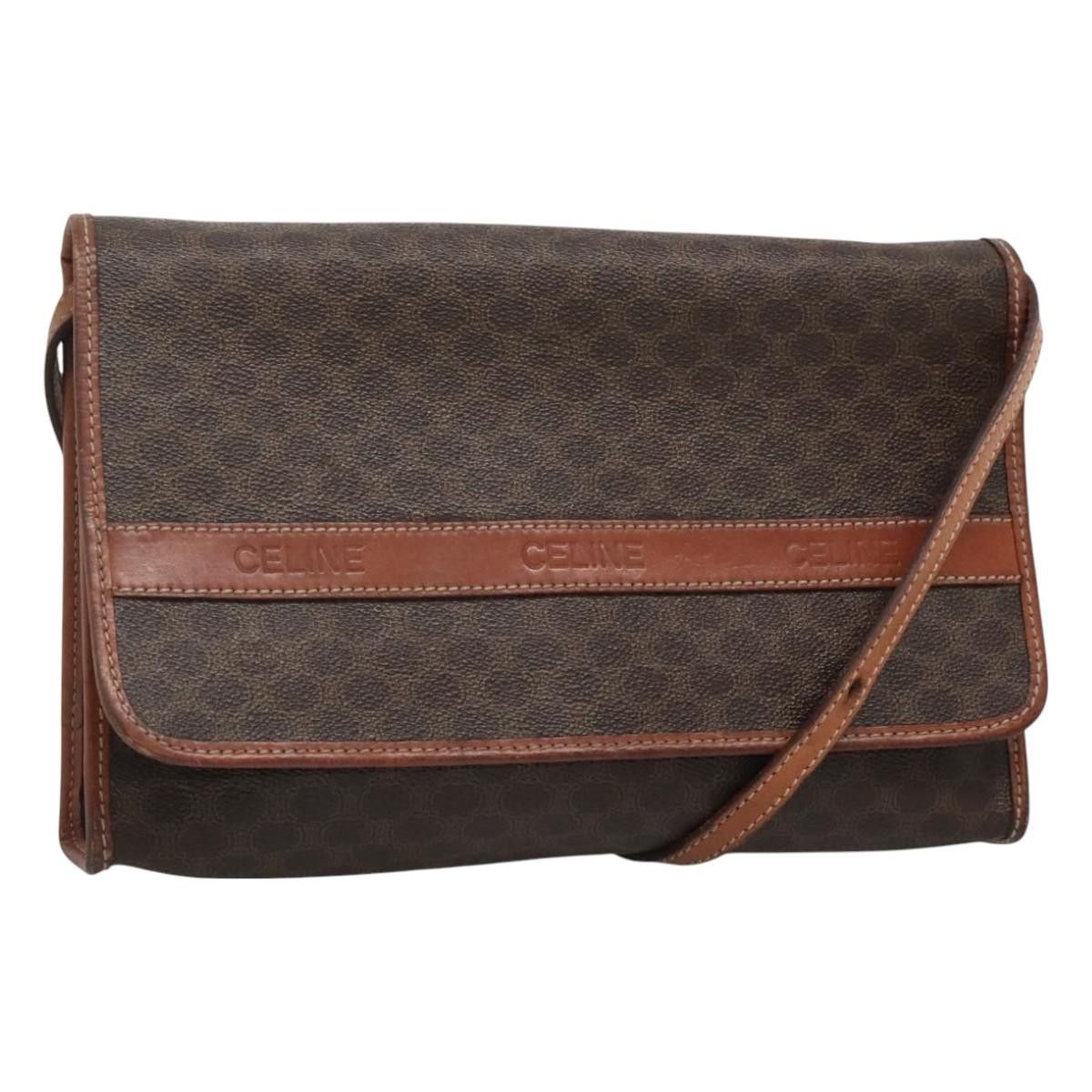 Celine CELINE Macadam Canvas Shoulder Bag Pvc Leather Brown Gold Size ONE SIZE - 1 Thumbnail