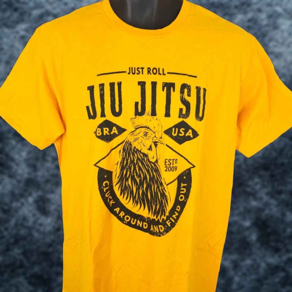 Vintage Just Roll Jiu Jitsu T Shirt Mens Size L Yellow Cluck Around And Find Out Size US L / EU 52-54 / 3 - 1 Thumbnail