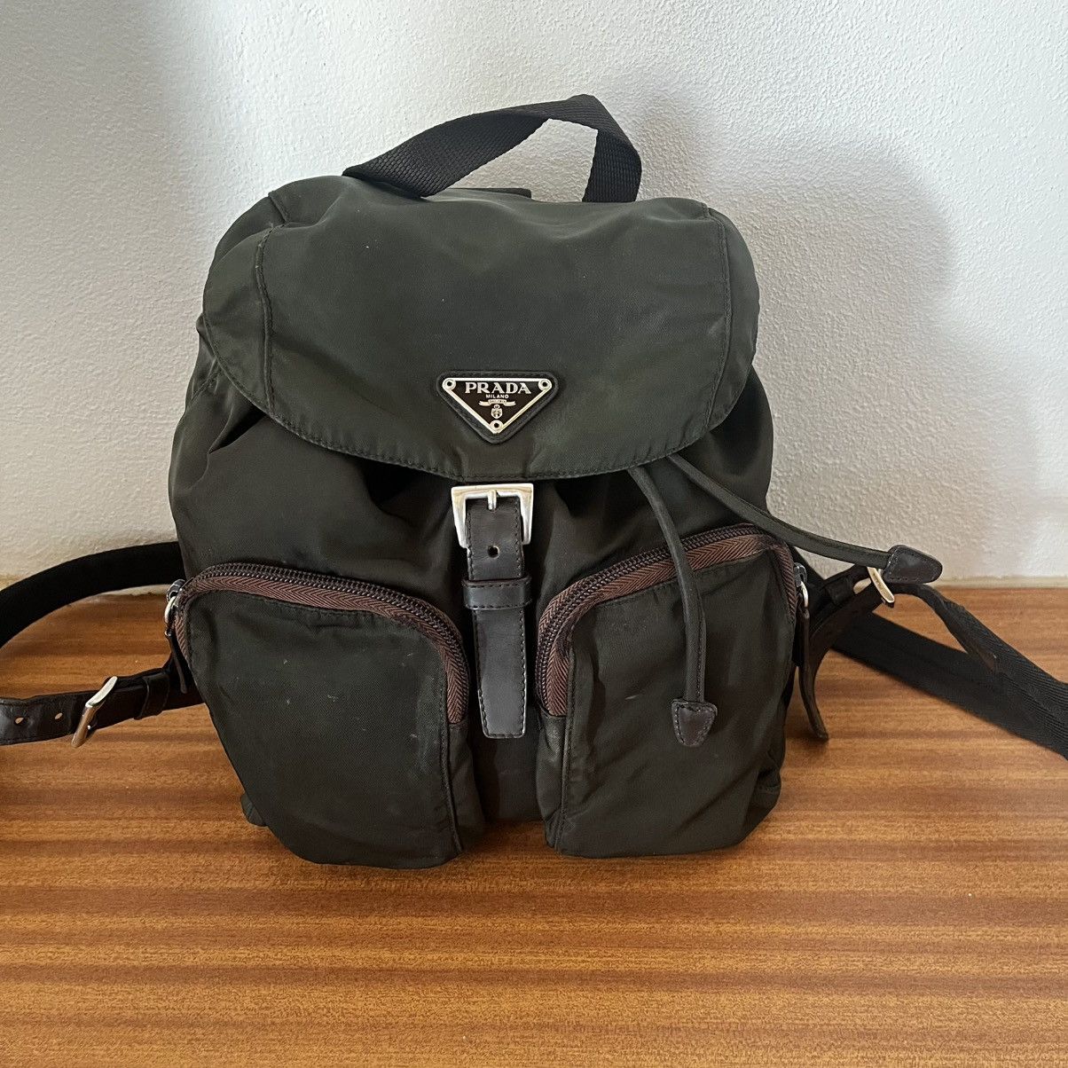 Prada backpack nylon khaki vintage