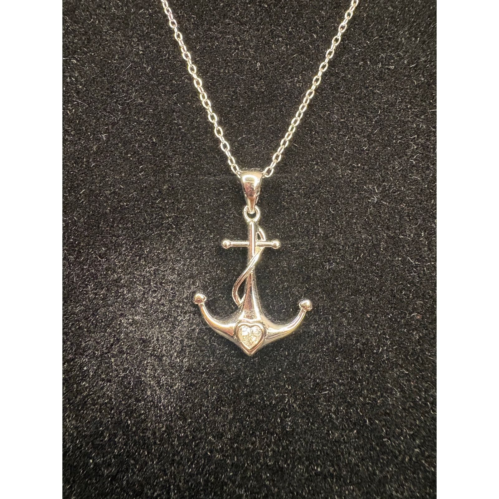 Jewelry Women's .5ct Moissanite 925 Sterling Silver Anchor Necklace Size ONE SIZE - 5 Thumbnail