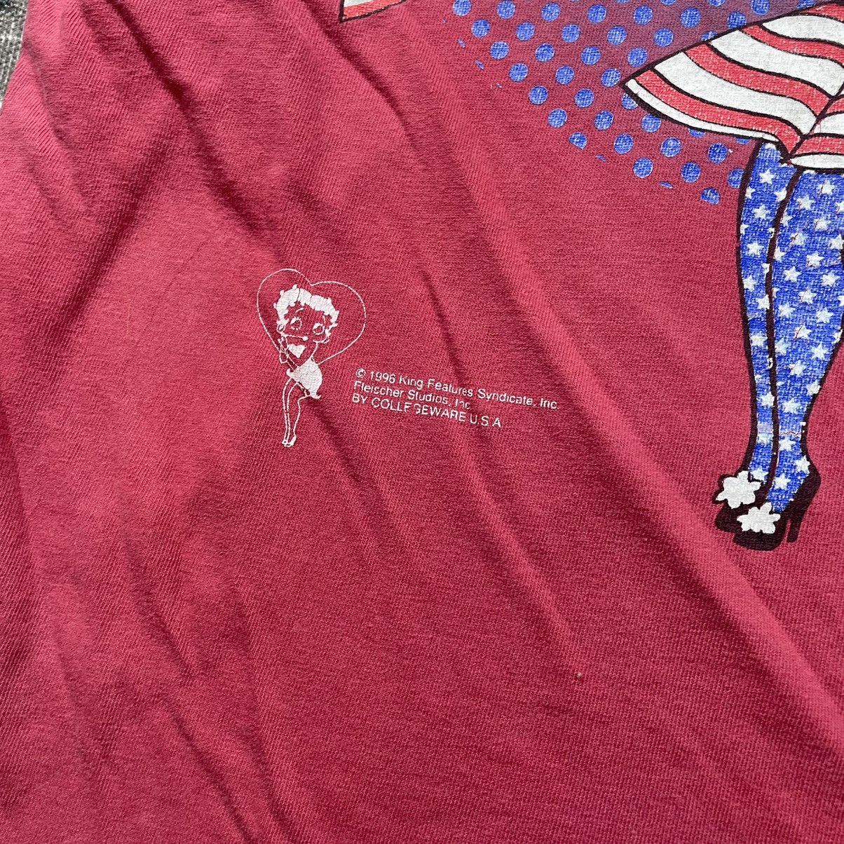 Vintage Vintage 90’s Betty Boop American Flag t-shirt Size US L / EU 52-54 / 3 - 7 Thumbnail