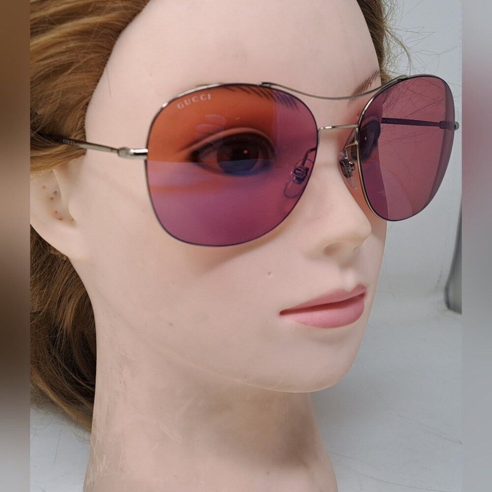Gucci NWT Gucci Techno Ultra Light Sunglasses Metal Rose Pink Len Size ONE SIZE - 4 Thumbnail