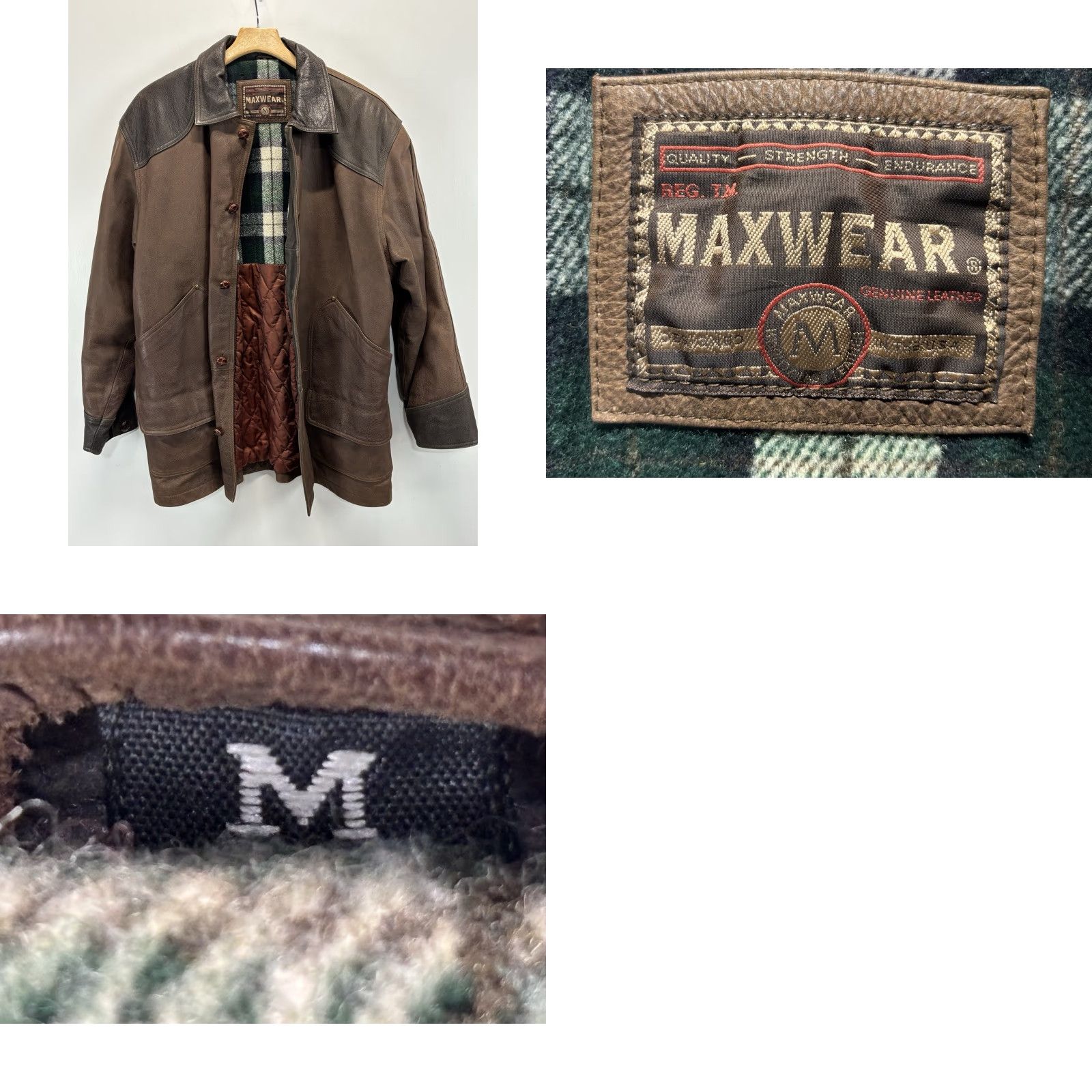 Vintage VINTAGE Maxwear Leather Barn Coat Mens M Brown Flannel Lined HEAVY Contrast Collar Barn/Rancher 90s Mens Size US M / EU 48-50 / 2 - 8 Thumbnail