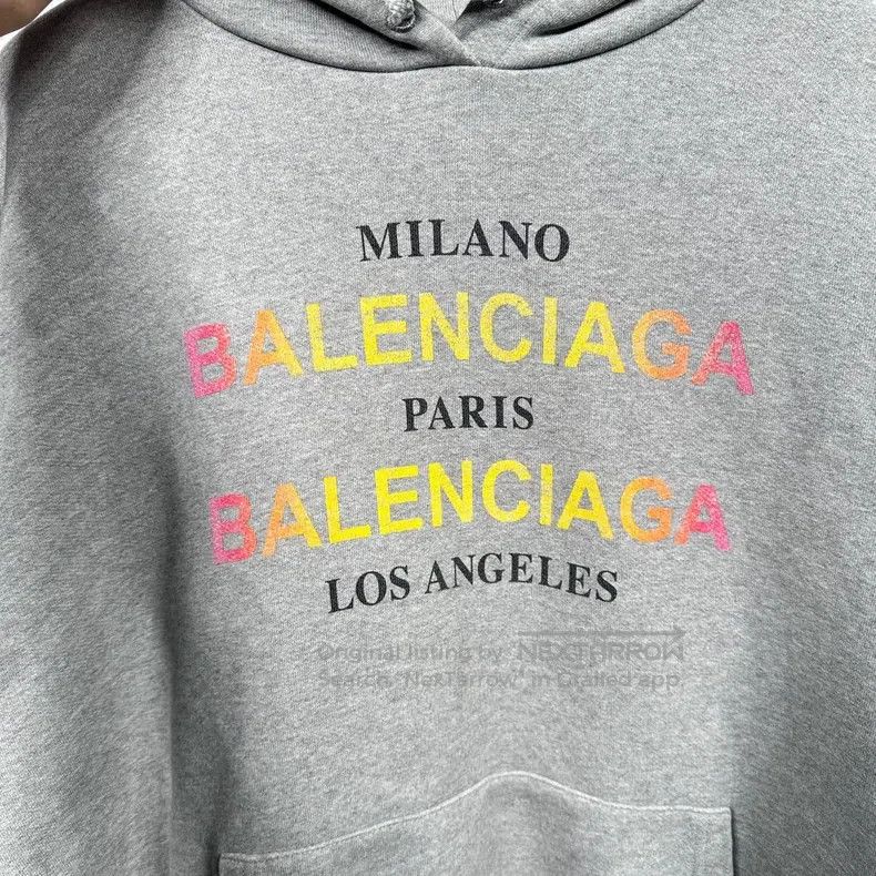Balenciaga Balenciaga Grey letter logo print gradient classic hooded Size US M / EU 48-50 / 2 - 3 Thumbnail
