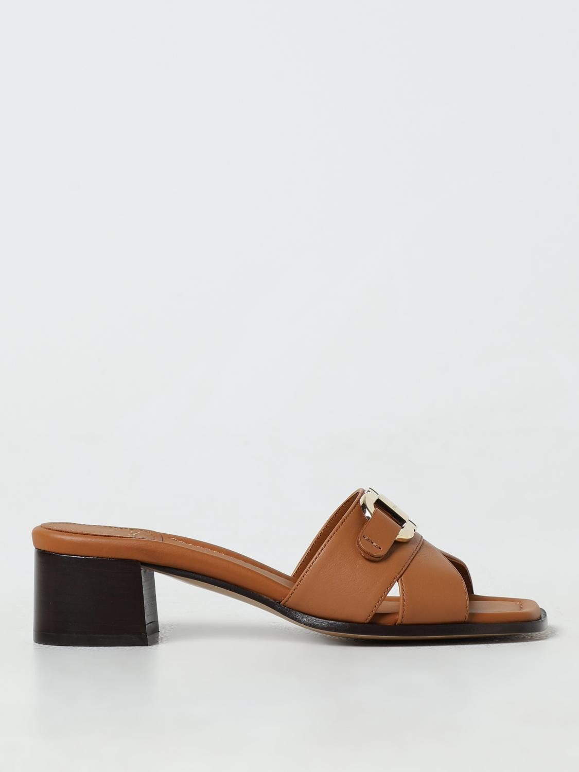 Salvatore Ferragamo o1y0426 Block Heel Mules in Brown Size US 5 / IT 35 - 1 Thumbnail