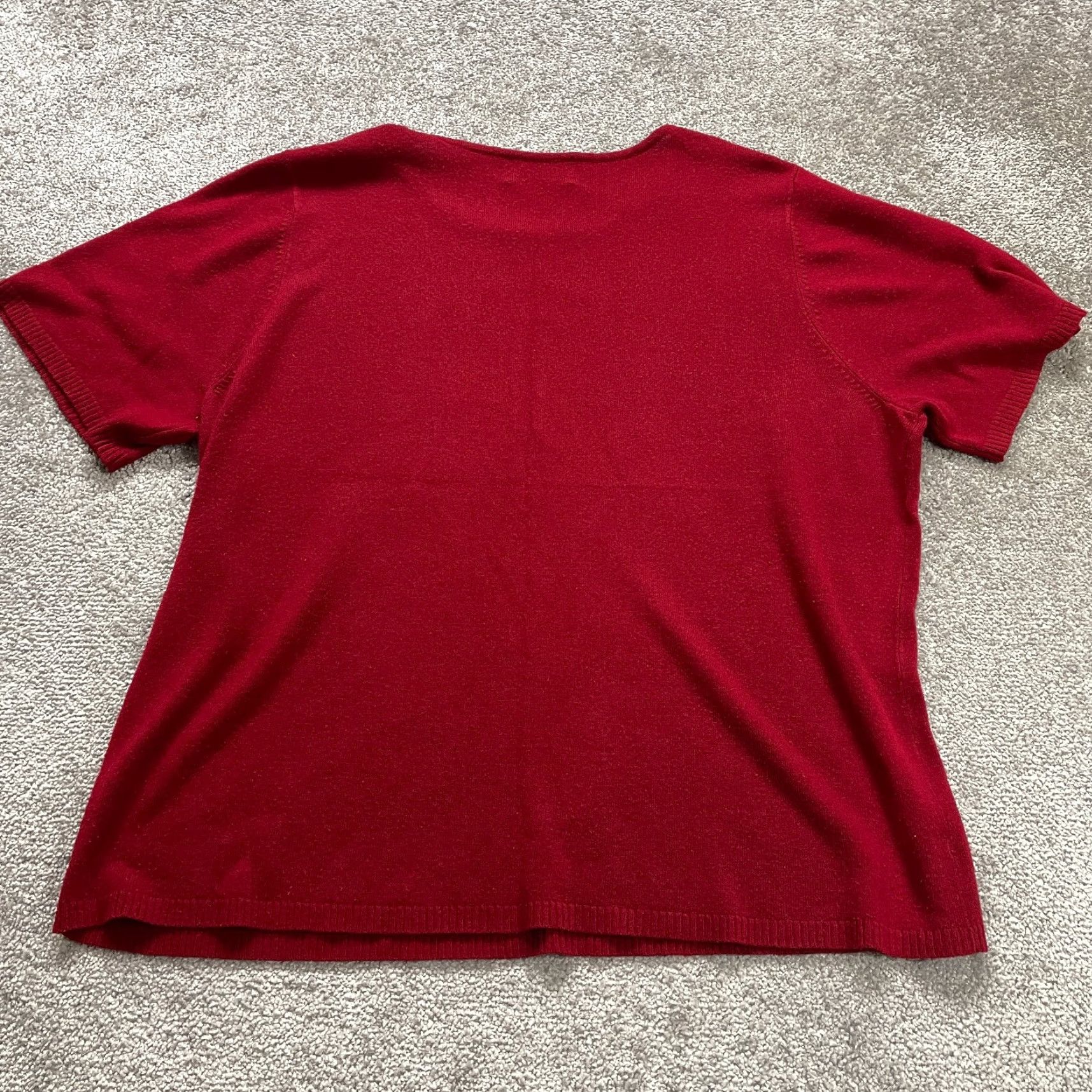 Vintage Unbranded Crew Neck Knit Sweater 2XL Red Solid Short Sleeve Casual Womens Size XXL / US 16-18 / IT 52-54 - 2 Thumbnail