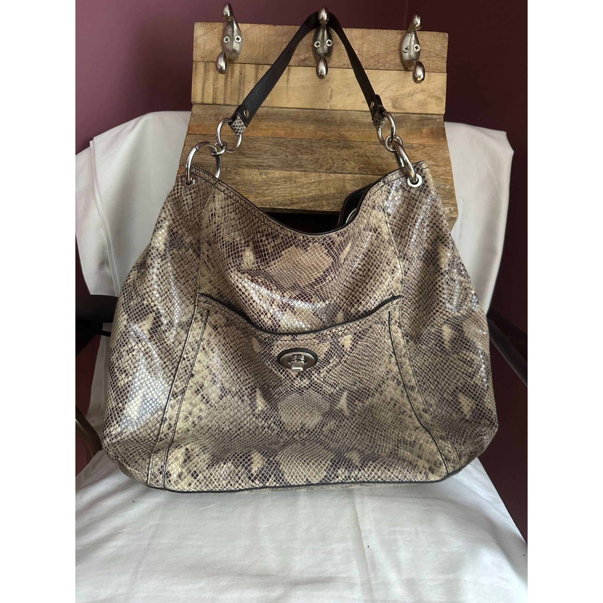 Coach COACH F24383 beige/brown PARK PYTHON HOBO Size ONE SIZE - 5 Thumbnail