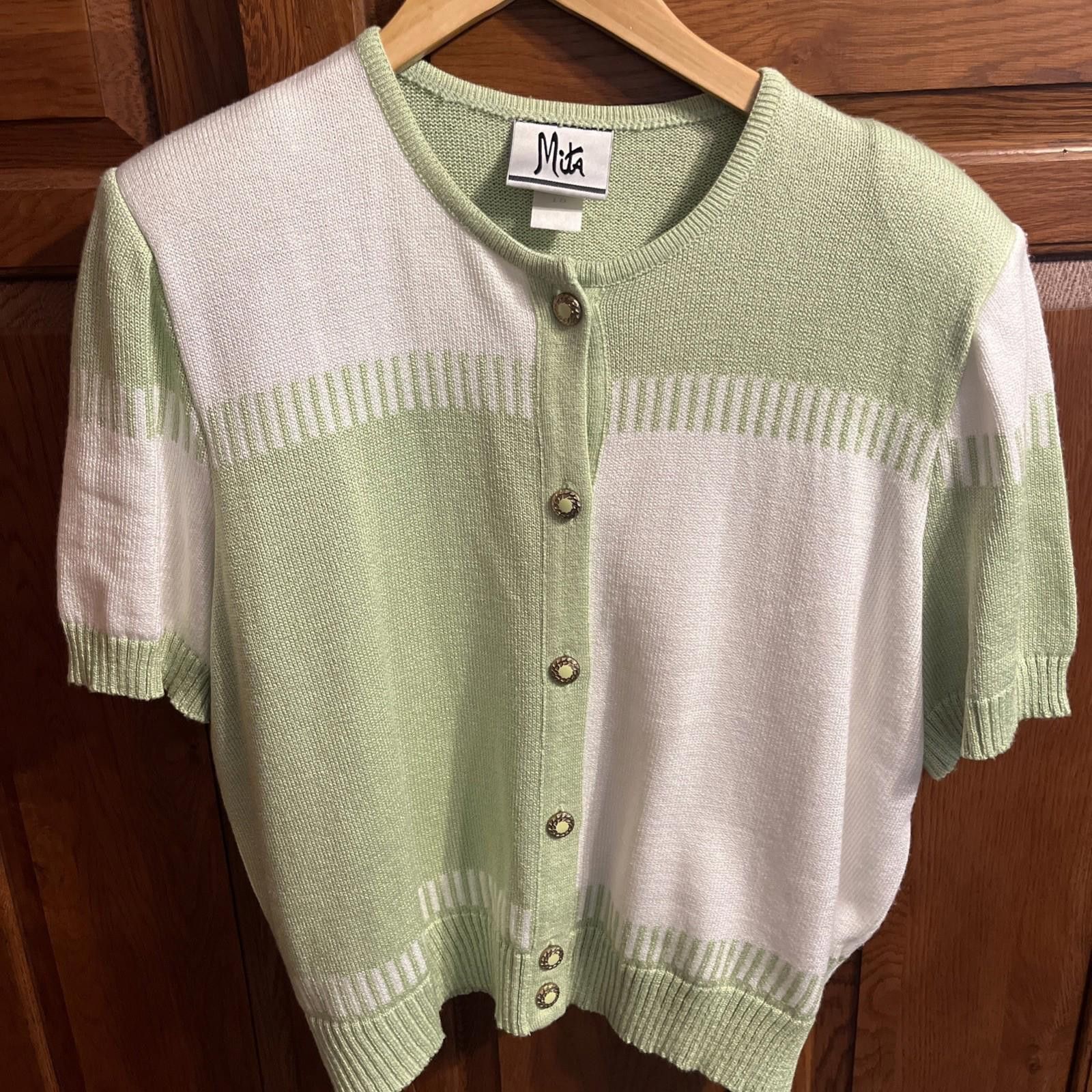 Mita Vintage MITA Green White 2pc Sweater Knit Skirt Suit Sz 18 Size XXL / US 16-18 / IT 52-54 - 1 Thumbnail