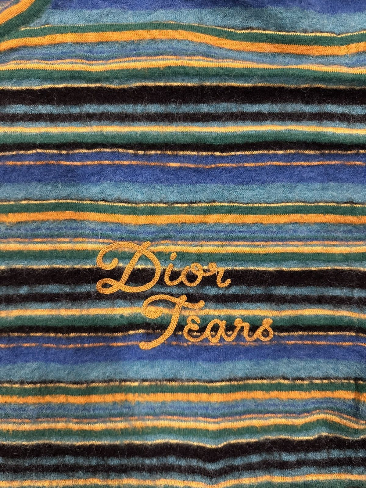 DENIM TEARS × Dior Dior x Denim Tears FW23 Blue/Yellow Striped Knit Sweater Size US M / EU 48-50 / 2 - 9 Thumbnail