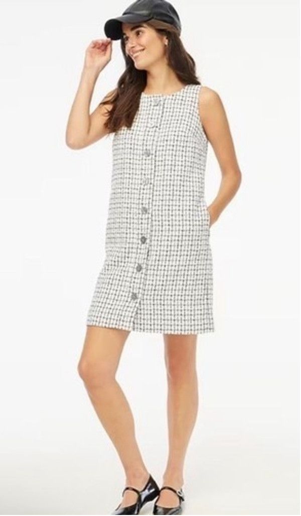 J.Crew NWT J. Crew Tweed Button Front Shift Tank Mini Dress Women14 Size XL / US 12-14 / IT 48-50 - 10 Thumbnail