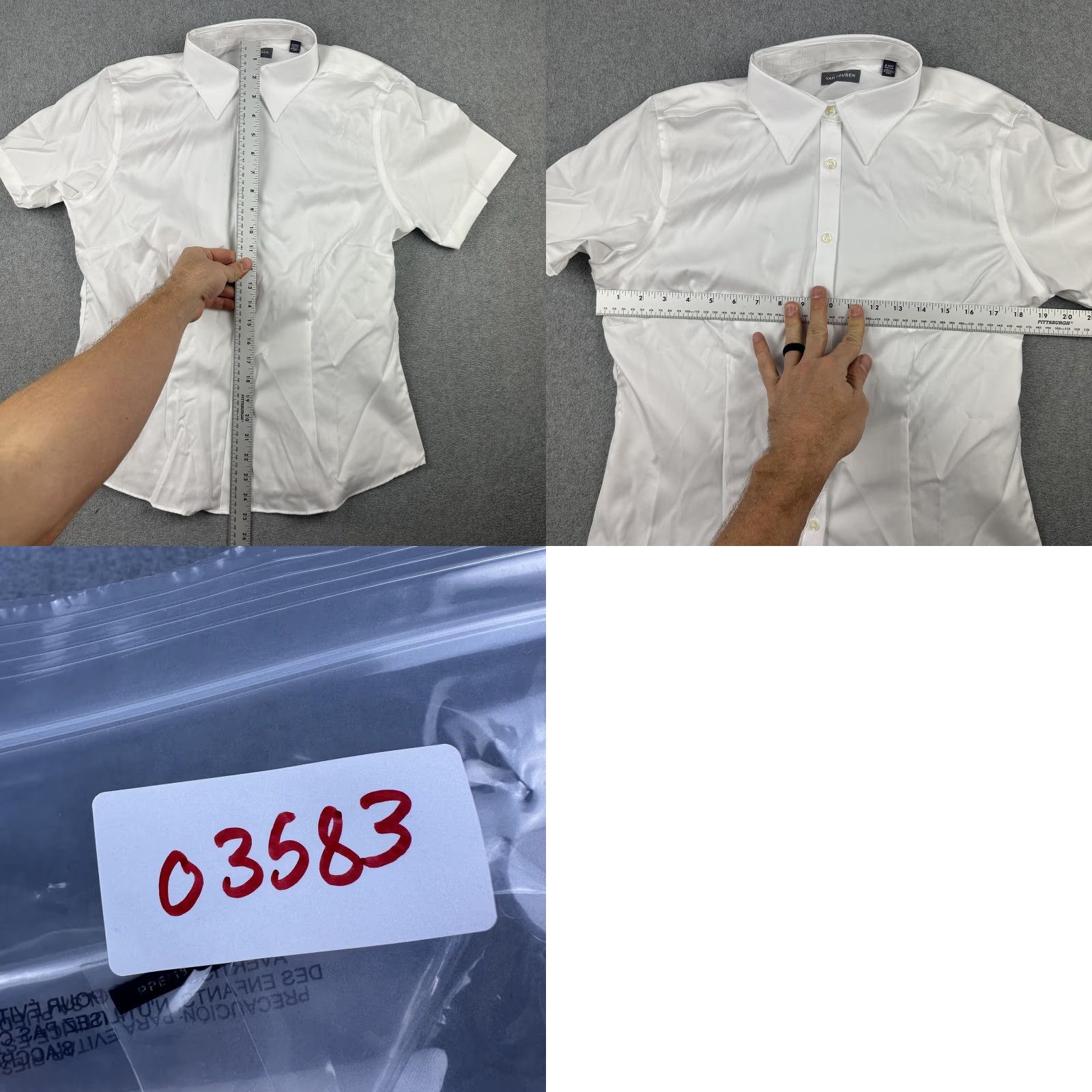 Van Heusen Van Heusen Shirt Womens Medium White Short Sleeve Button Front Non Iron Cotton Size M / US 6-8 / IT 42-44 - 8 Thumbnail
