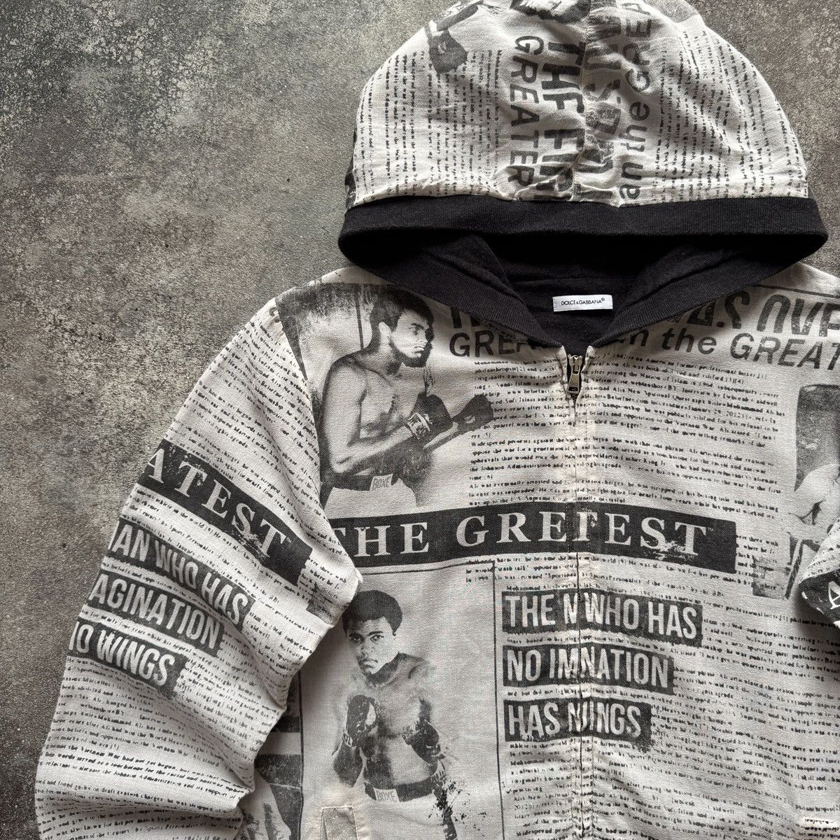 Dolce & Gabbana D&G Dolce & Gabbana x Mohamed Ali Gazette Printed Zip Hoodie Size XS / US 0-2 / IT 36-38 - 3 Thumbnail