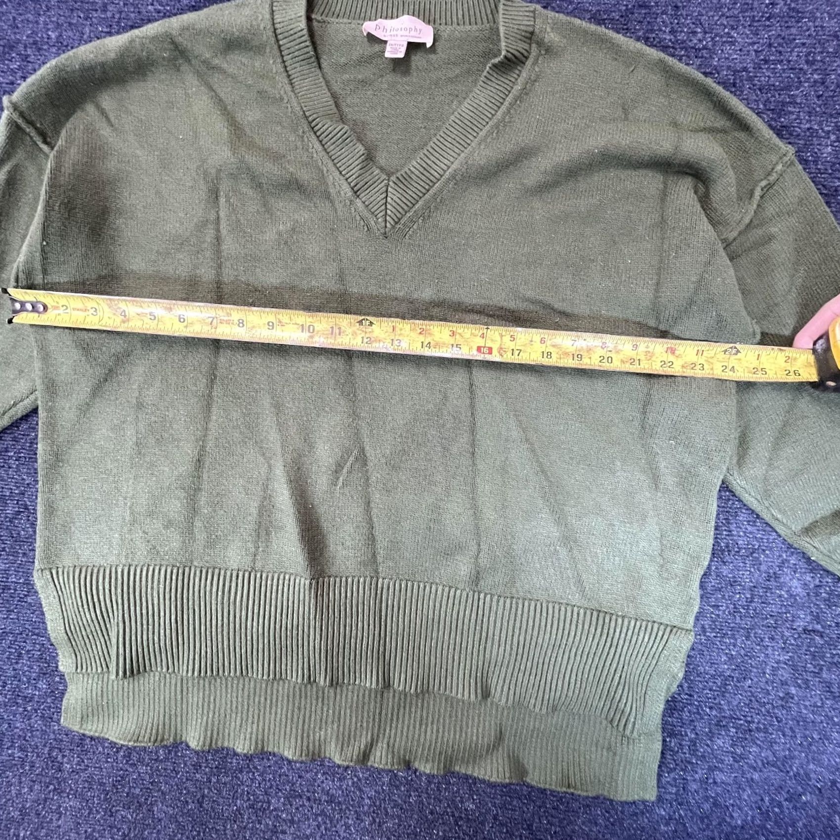 Vintage Philosophy Sweater Womens 3X Green V Neck Pullover Lightweight Knit Casual Pullover Dolman Sleeve Long Sleeve V-Neck Women’s Knit Polo? Size XXL / US 16-18 / IT 52-54 - 3 Thumbnail