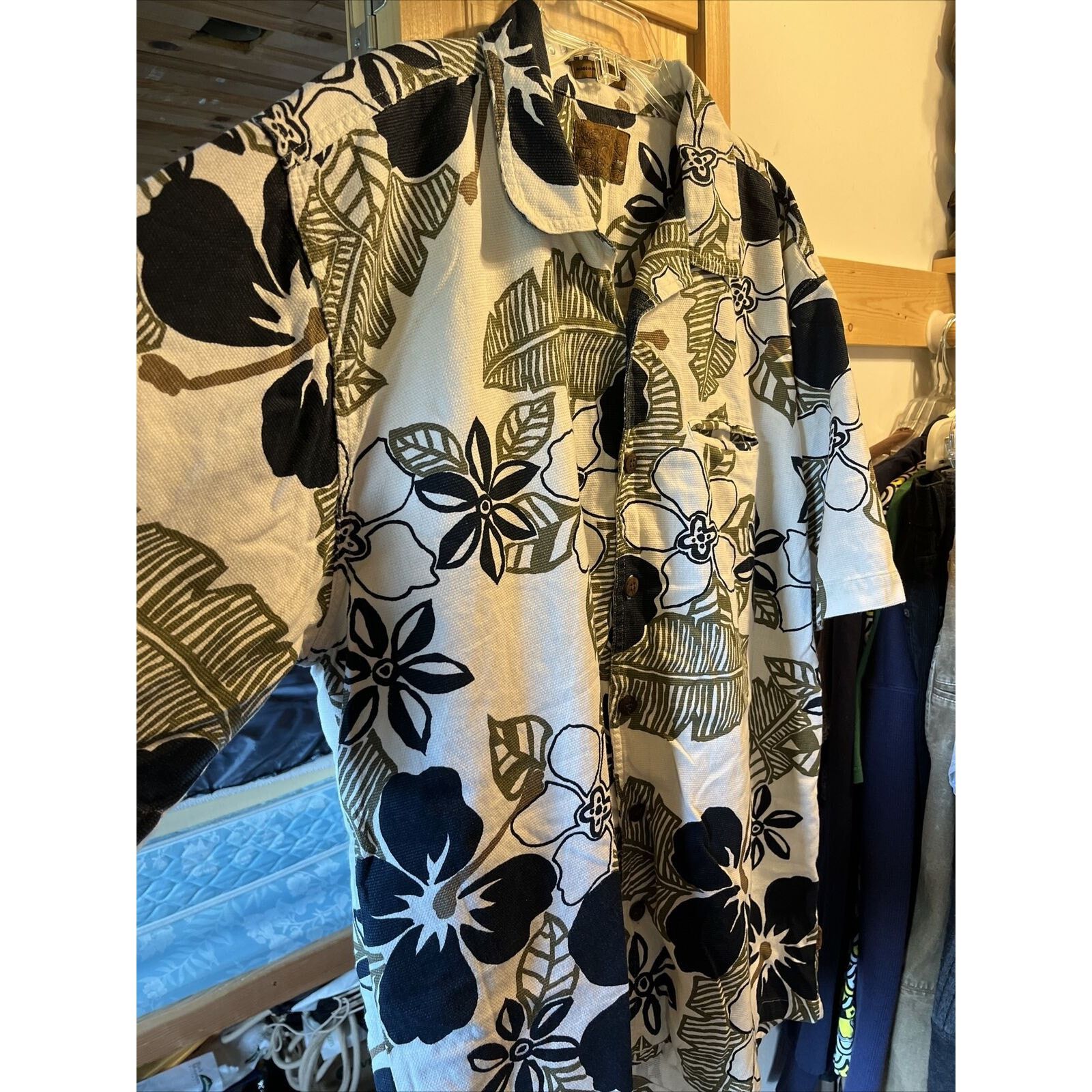 Bullhead Denim Co. Bullhead Vintage Men's XL White Black Cotton Hawaiian Shirt Size US XL / EU 56 / 4 - 5 Thumbnail