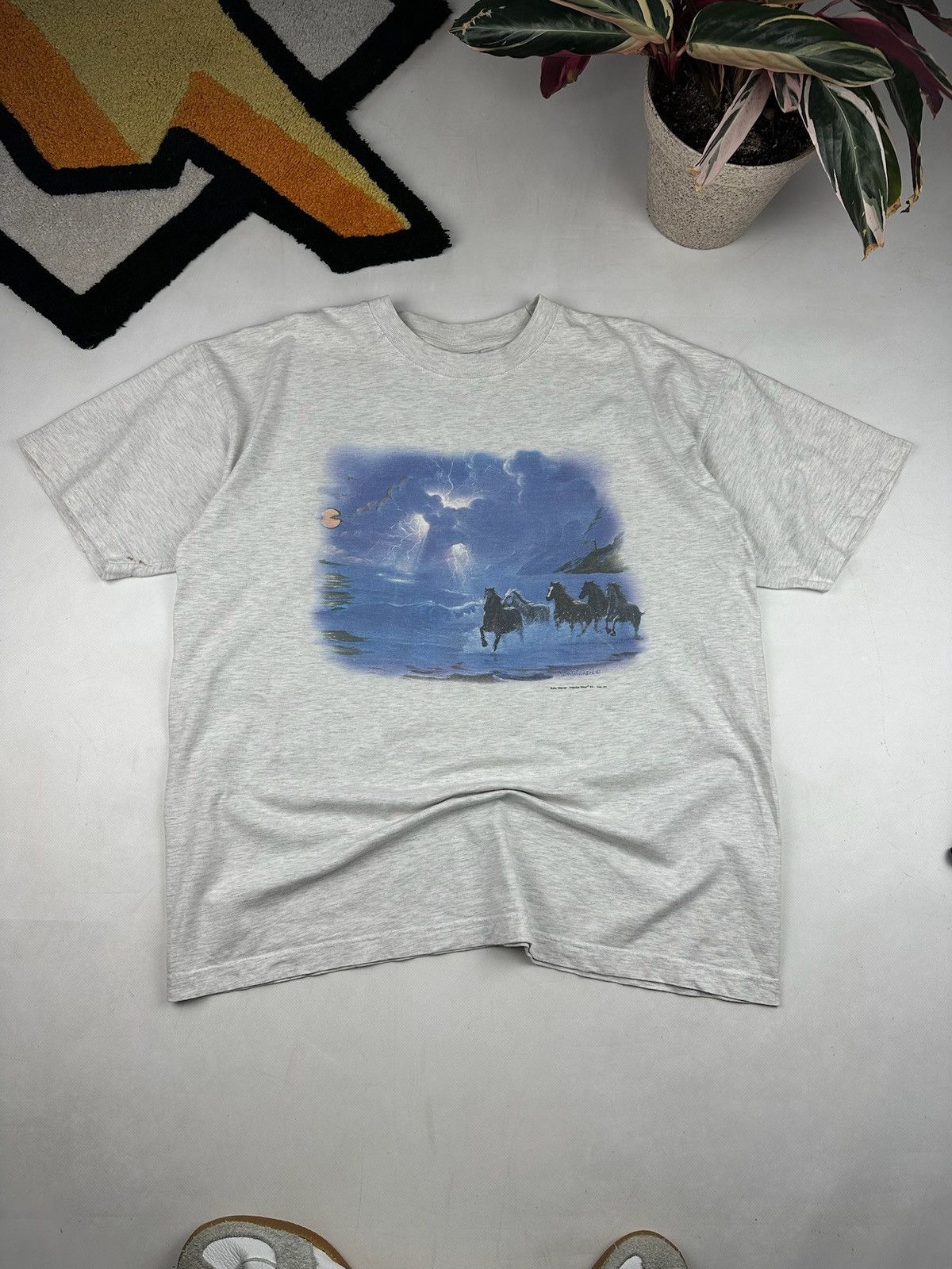 Vintage Vintage 90’s Thunder horses t-shirt art tee Size US XL / EU 56 / 4 - 1 Thumbnail