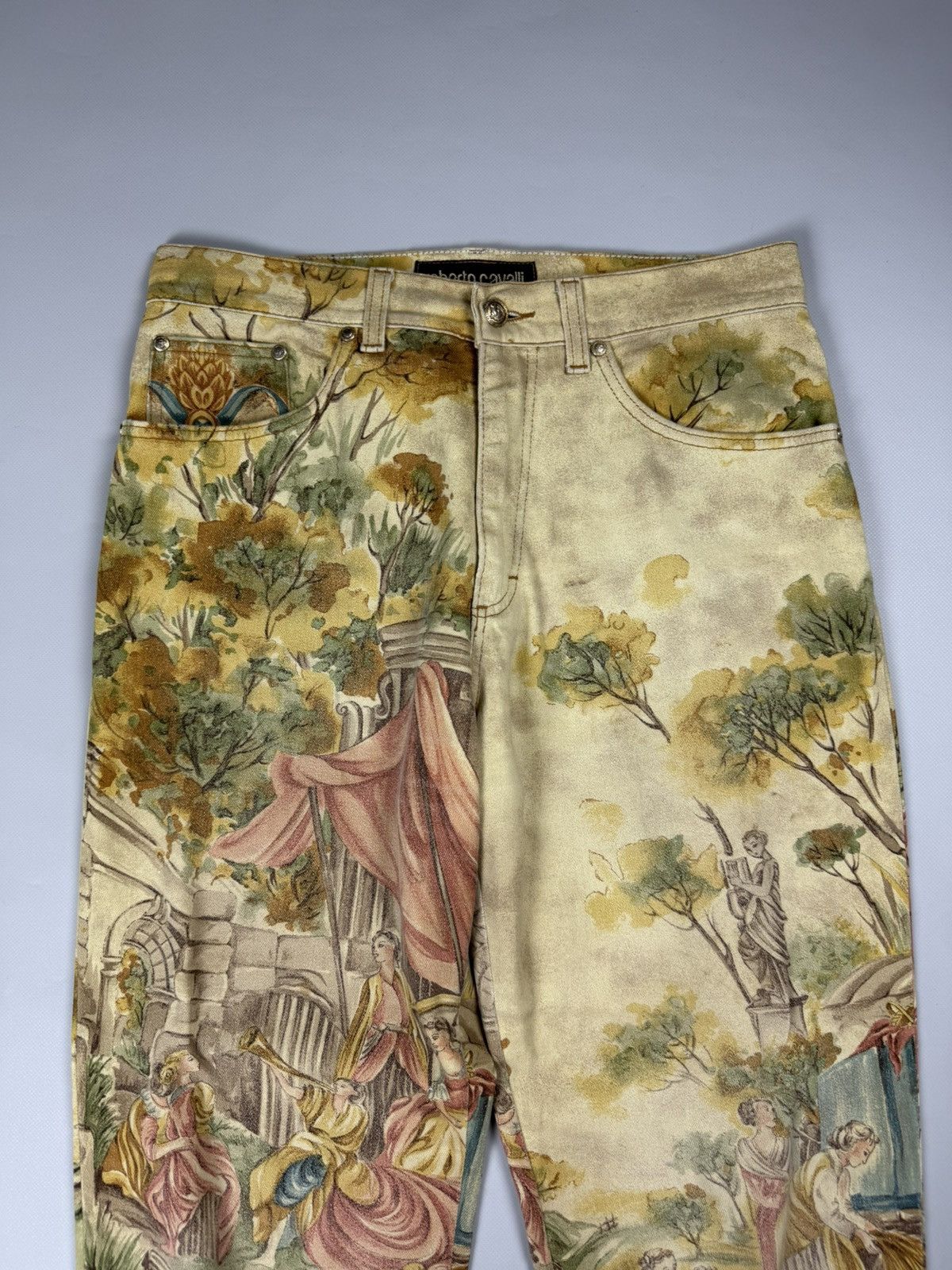 Roberto Cavalli Rare Roberto Cavalli Renaissance Angels Overprinted Jeans Size 32" / US 10 / IT 46 - 7 Thumbnail